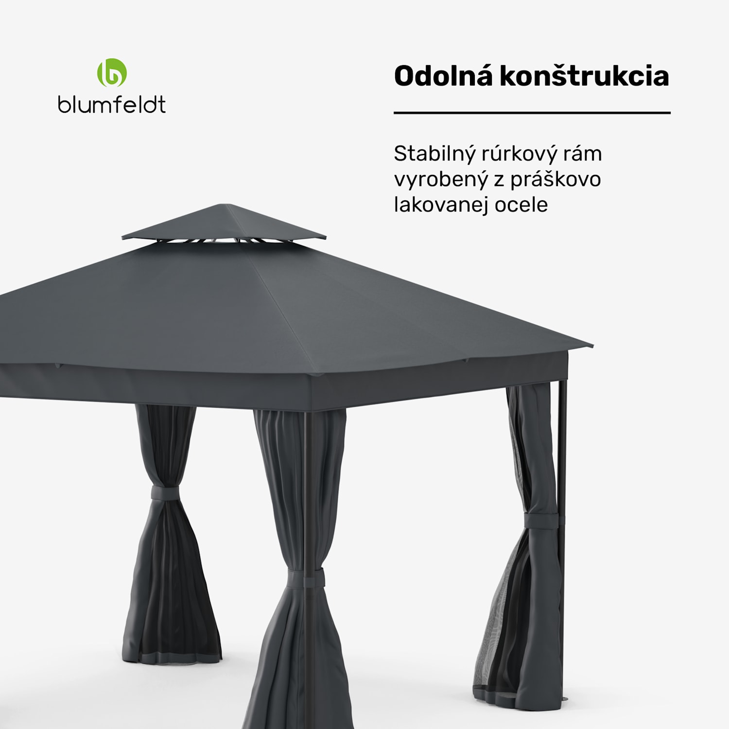 Altánok Mondo Dual 3x3 s dvojitou strechou a sieťou proti hmyzu 3 x 3 m | Tmavo šedá