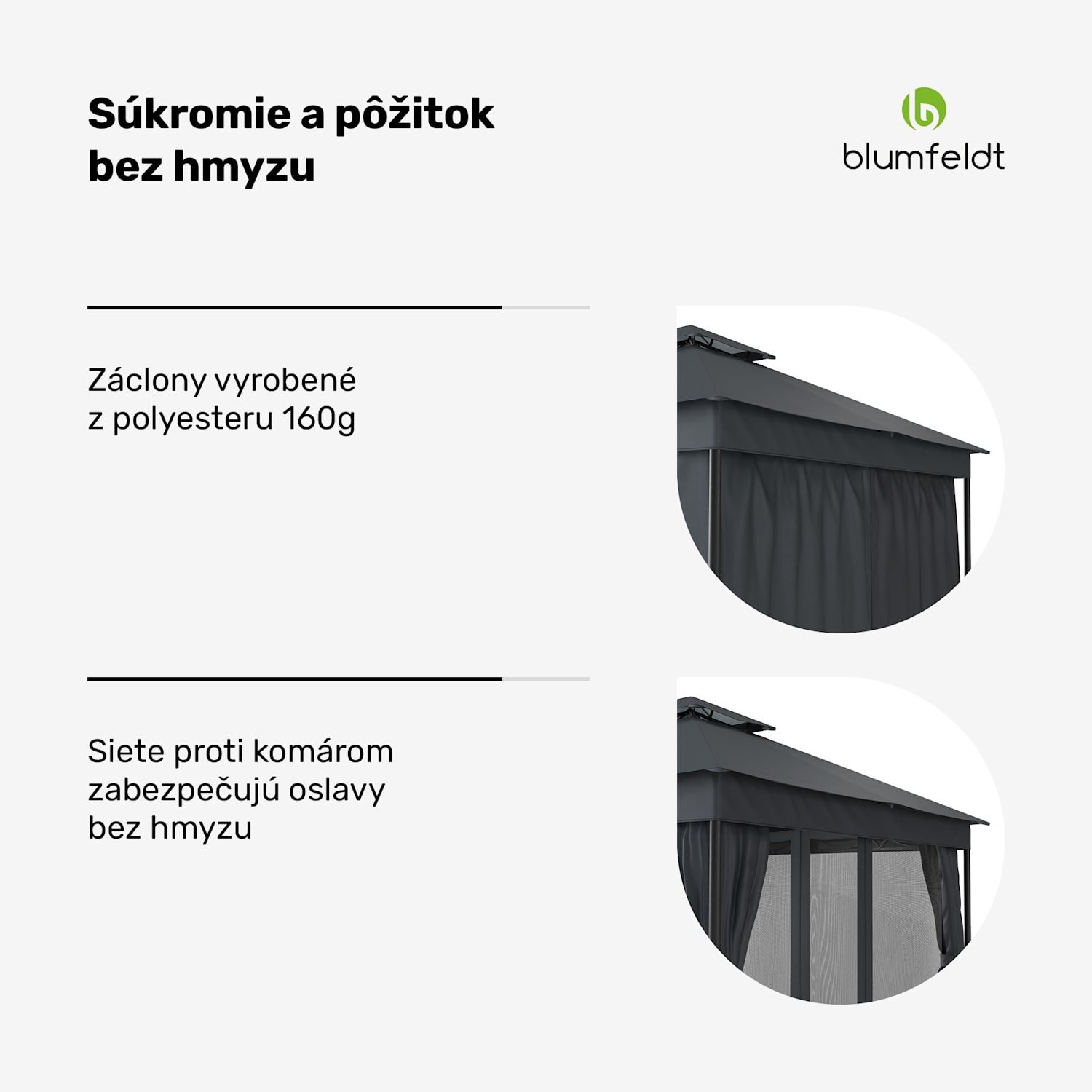 Altánok Mondo Dual 3x3 s dvojitou strechou a sieťou proti hmyzu 3 x 3 m | Tmavo šedá