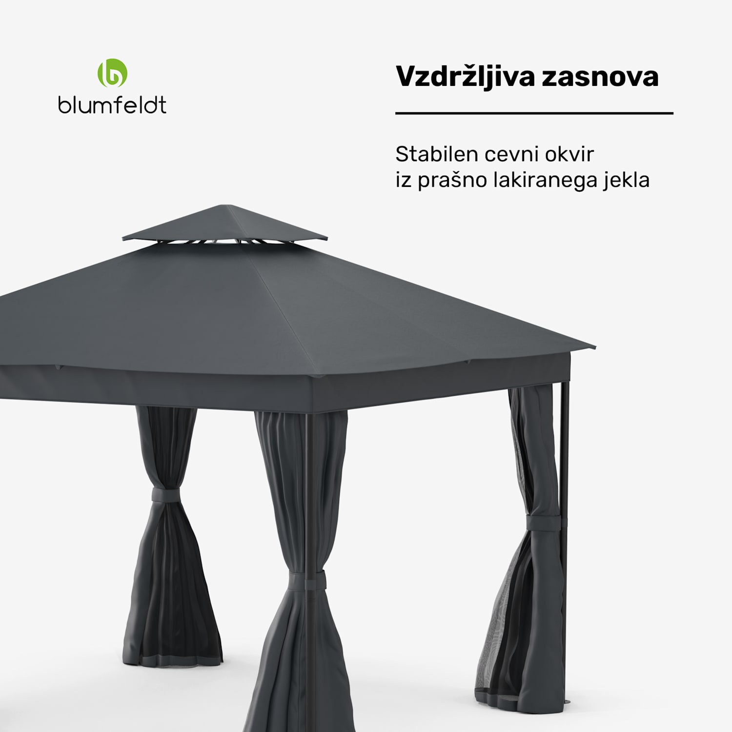 Gazebo Mondo Dual 3x3 z dvojno streho in mrežo proti žuželkam 3 x 3 m | Temno siva