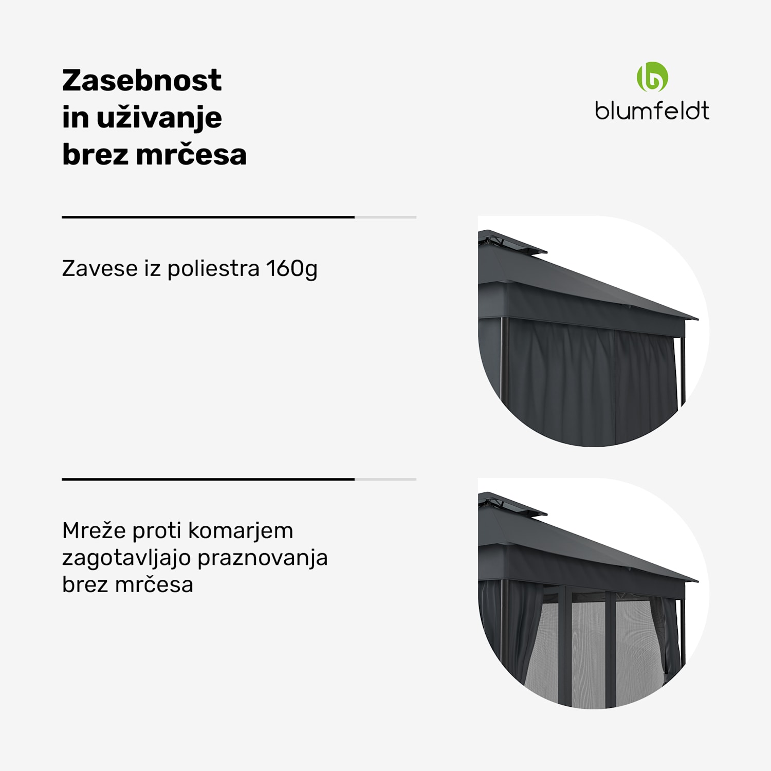 Gazebo Mondo Dual 3x3 z dvojno streho in mrežo proti žuželkam 3 x 3 m | Temno siva