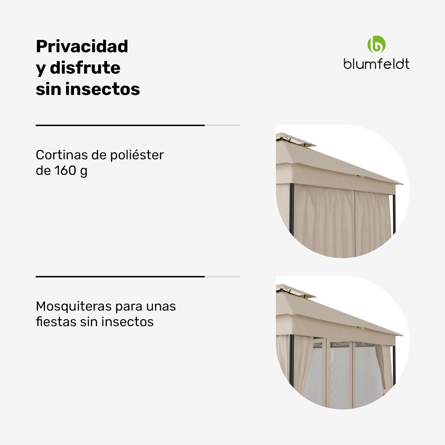 Mondo Dual Cenador 3x3 con doble techo y mosquiteras 3 x 3 m | Beige