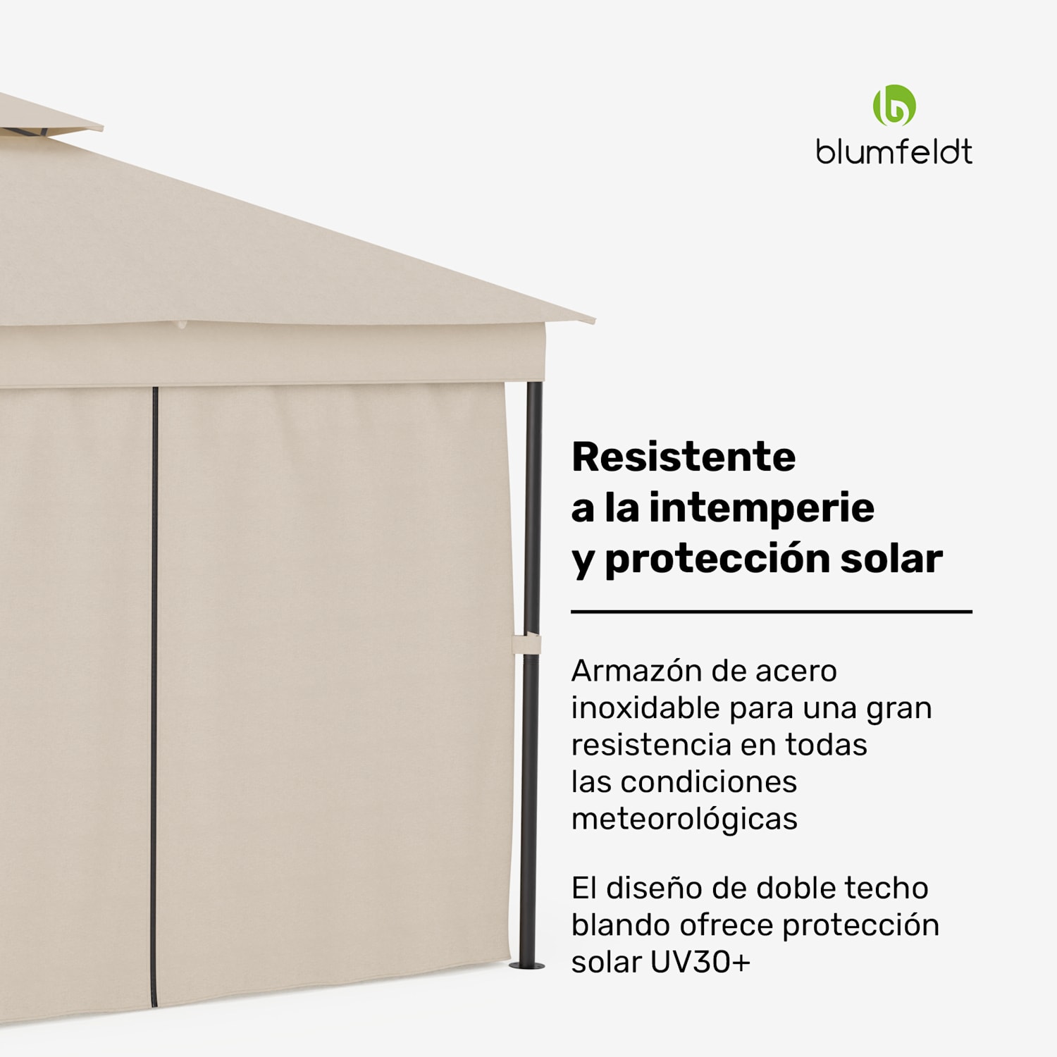 Mondo Dual Cenador 3x3 con doble techo y mosquiteras 3 x 3 m | Beige