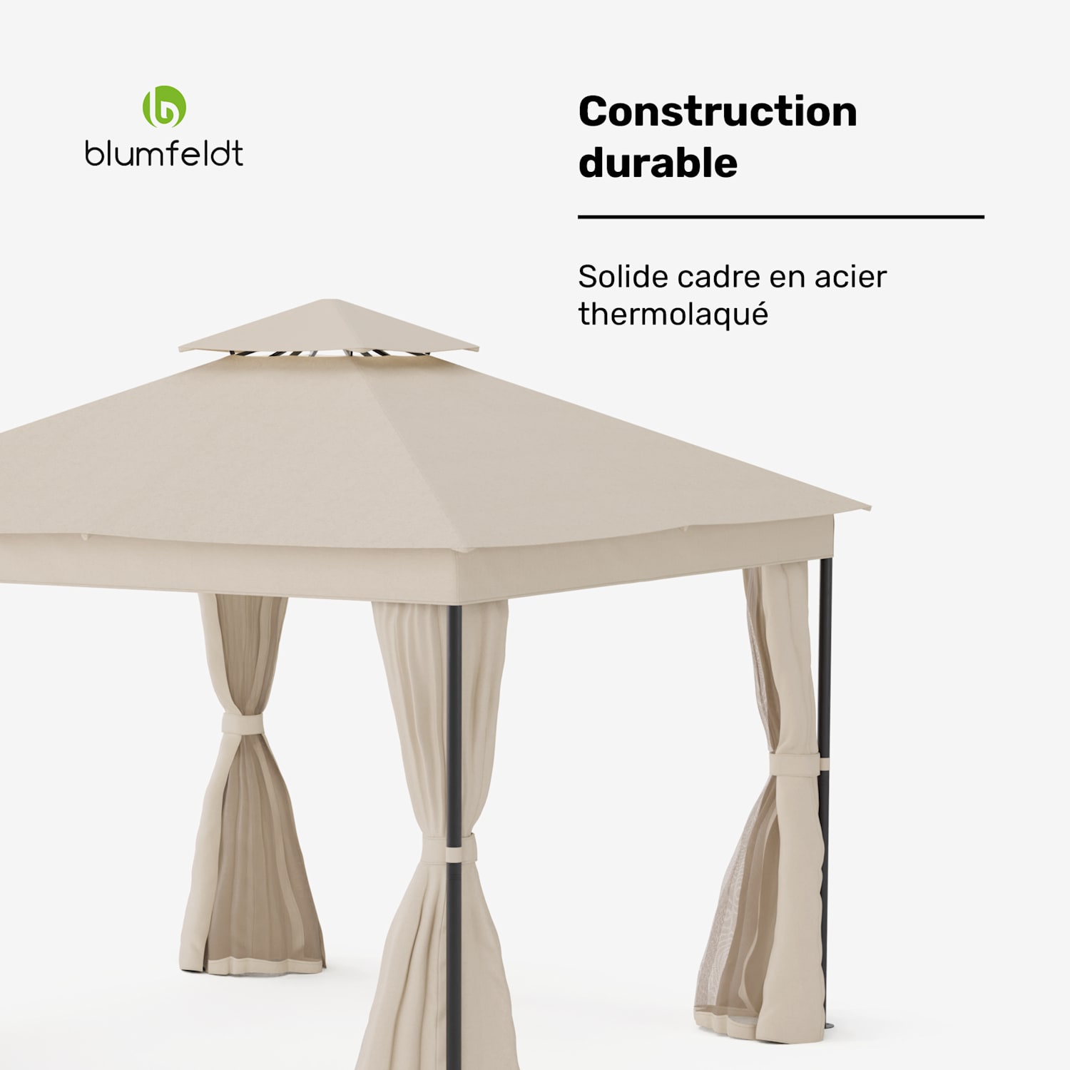 Mondo Dual Pavillon 3x3 avec double toit et moustiquaires 3 x 3 m | Beige