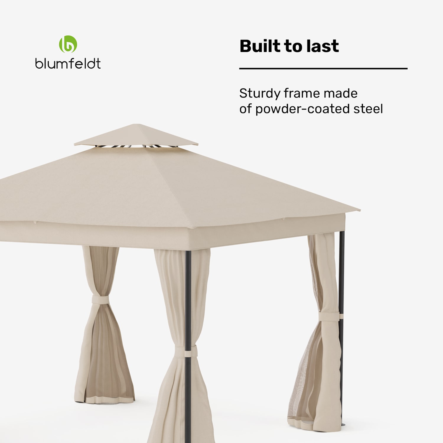 Mondo Dual huvimaja 3x3 kaksinkertaisella katolla ja hyttysverkoilla varustettuna 3 x 3 m | Beige