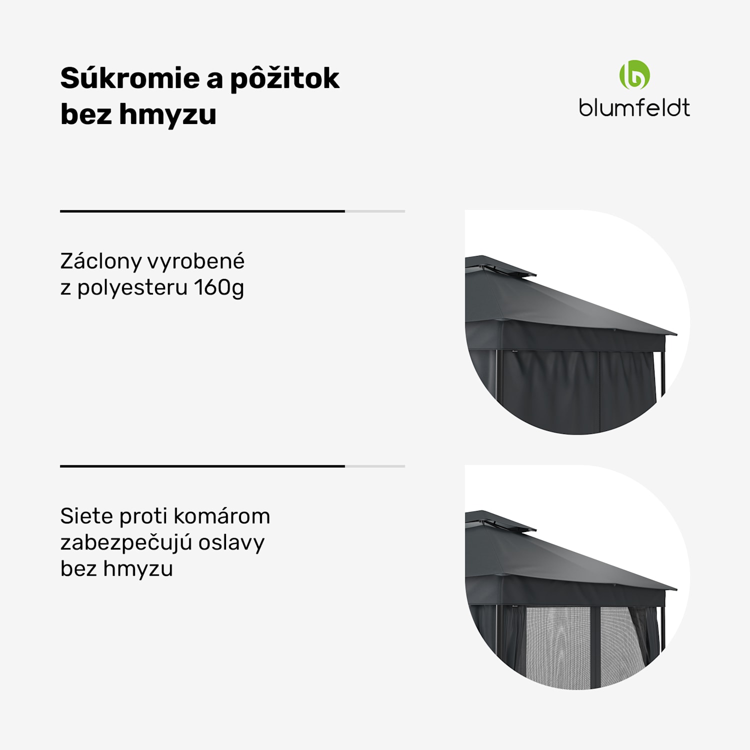 Altánok Mondo Dual 3x4 s dvojitou strechou a sieťou proti hmyzu 3 x 4 m | Tmavo šedá