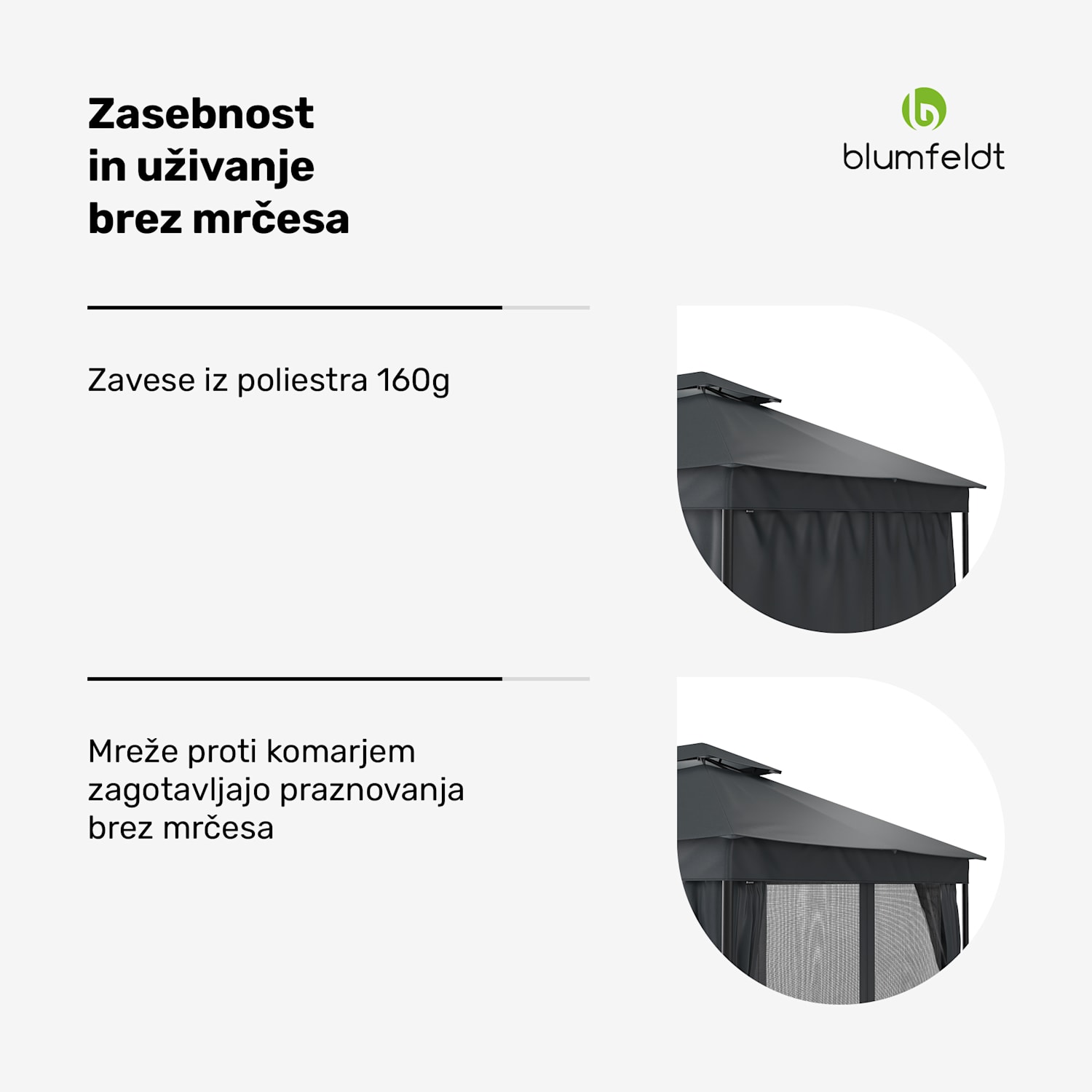 Gazebo Mondo Dual 3x4 z dvojno streho in mrežo proti žuželkam 3 x 4 m | Temno siva