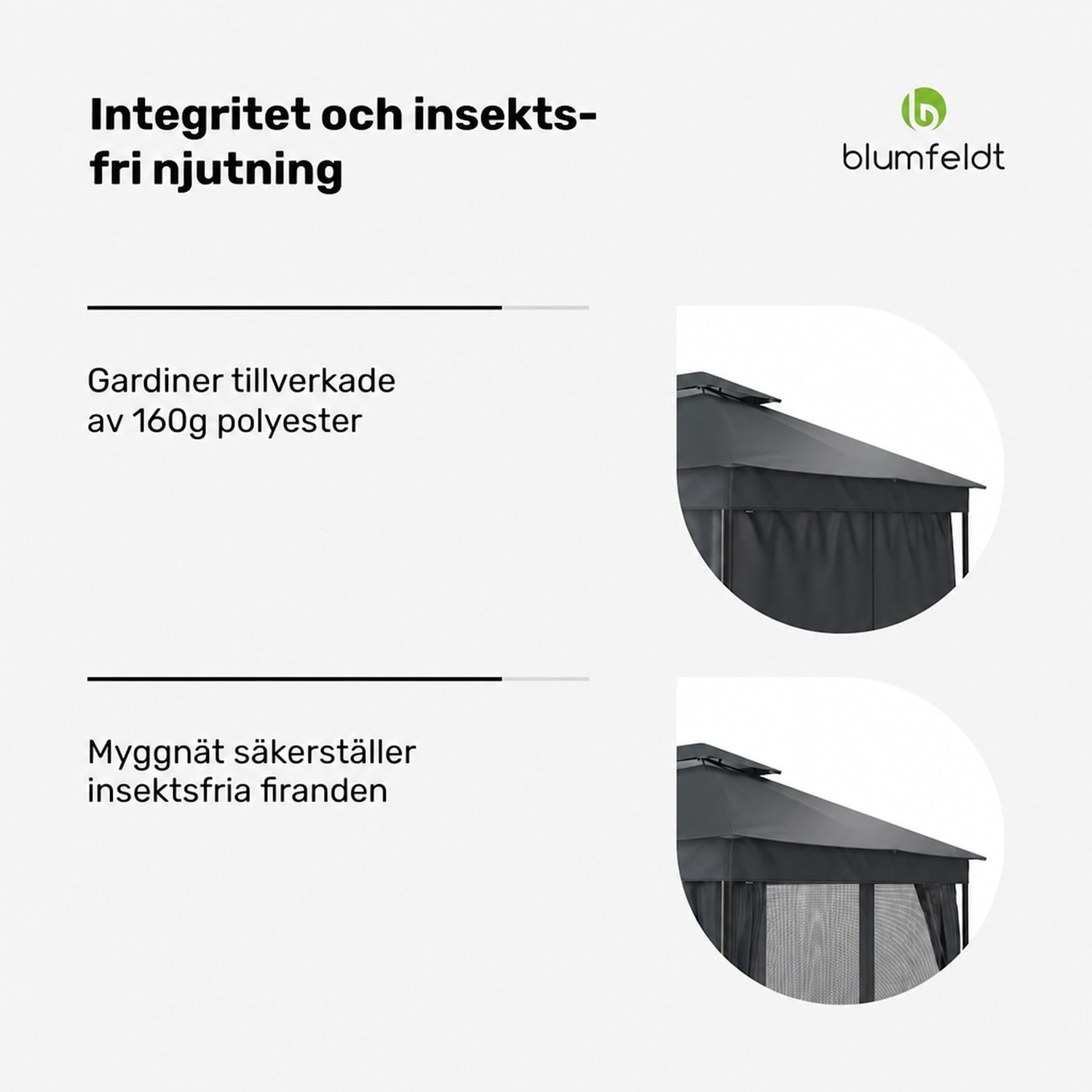 Mondo Dual 3x4 paviljong med dubbelt tak och myggnät 3 x 4 m | Mörkgrå