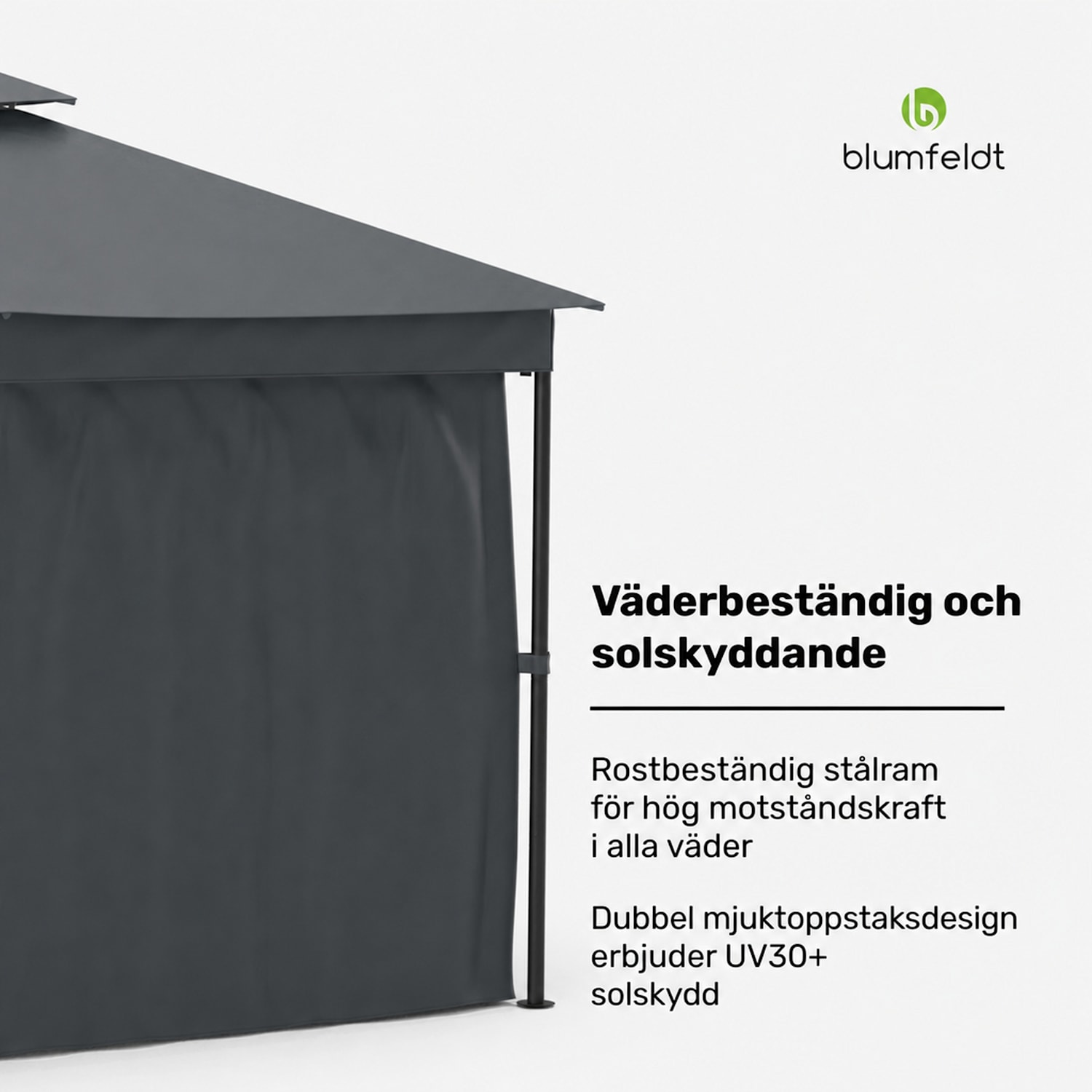 Mondo Dual 3x4 paviljong med dubbelt tak och myggnät 3 x 4 m | Mörkgrå