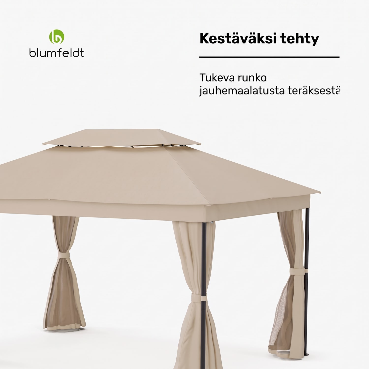 Mondo Dual huvimaja 3x4 kaksinkertaisella katolla ja hyttysverkoilla varustettuna 3 x 4 m | Beige