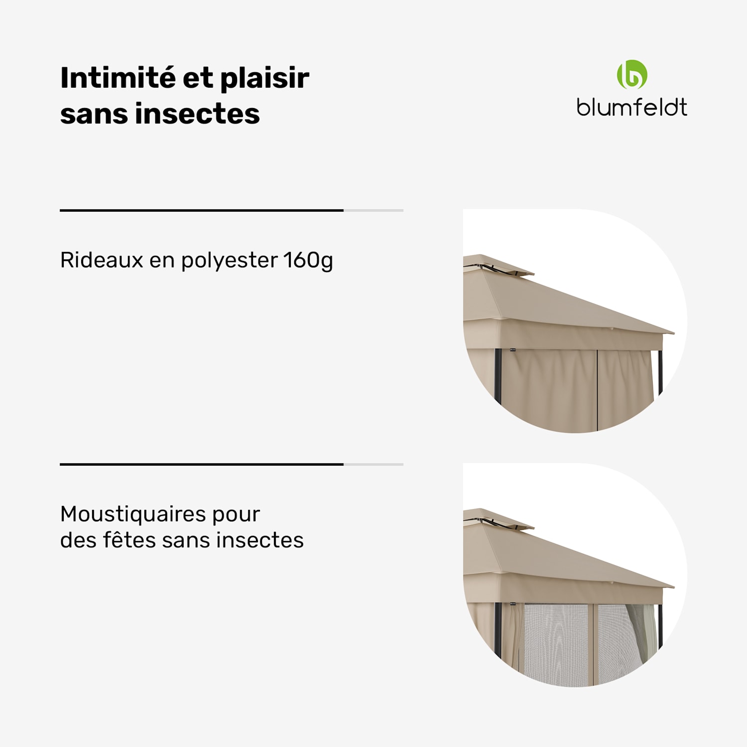 Mondo Dual Pavillon 3x4 avec double toit et moustiquaires 3 x 4 m | Beige