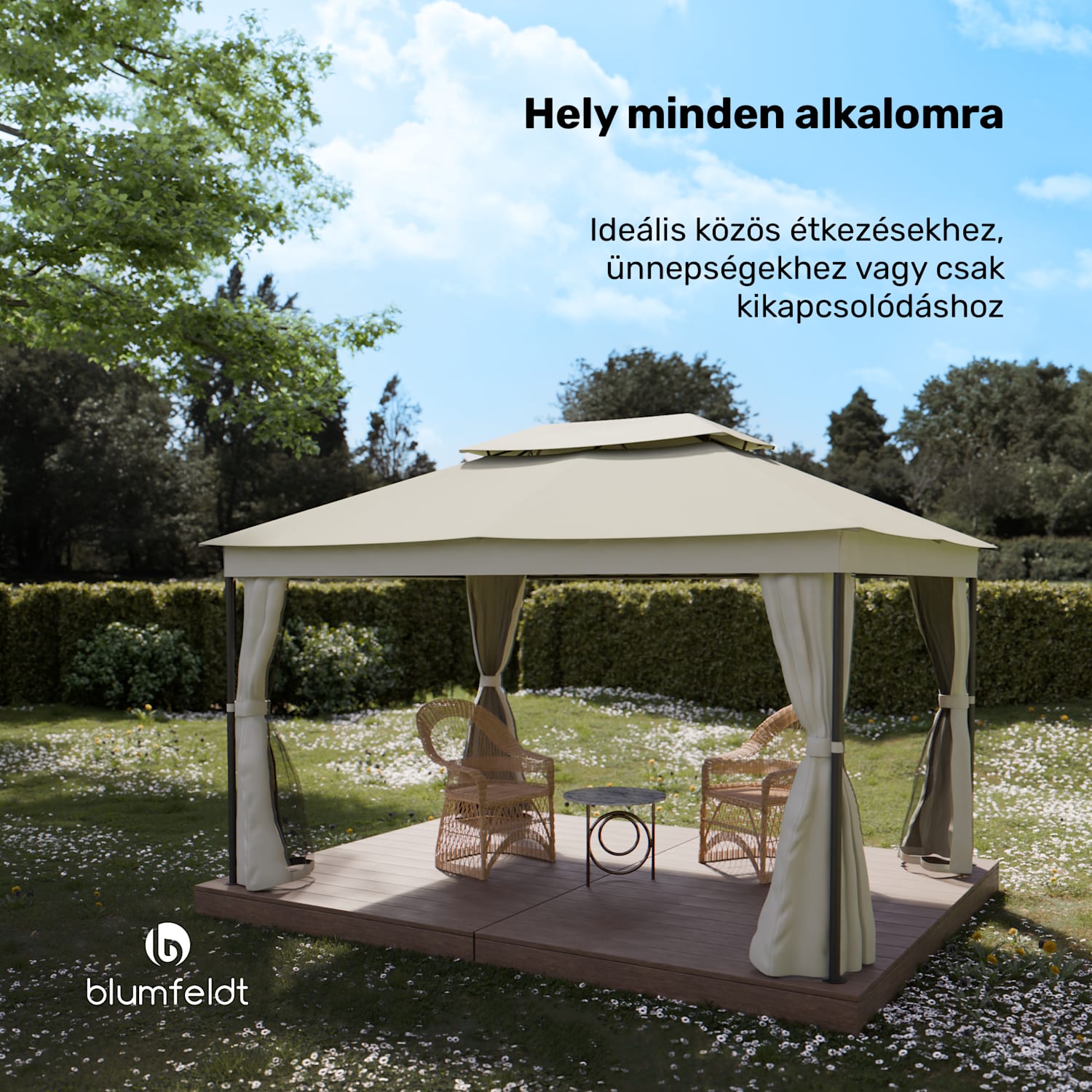 Mondo Dual pavilon 3x4 dupla tetővel és szúnyoghálóval 3 x 4 m | Bézs