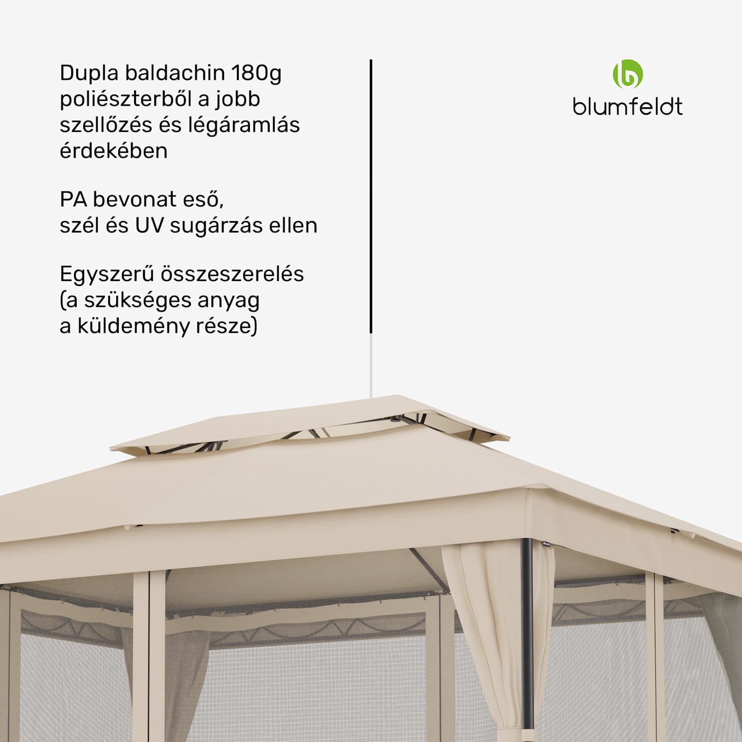 Mondo Dual pavilon 3x4 dupla tetővel és szúnyoghálóval 3 x 4 m | Bézs