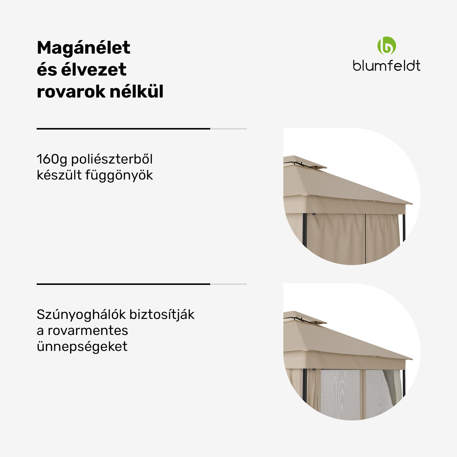 Mondo Dual pavilon 3x4 dupla tetővel és szúnyoghálóval 3 x 4 m | Bézs