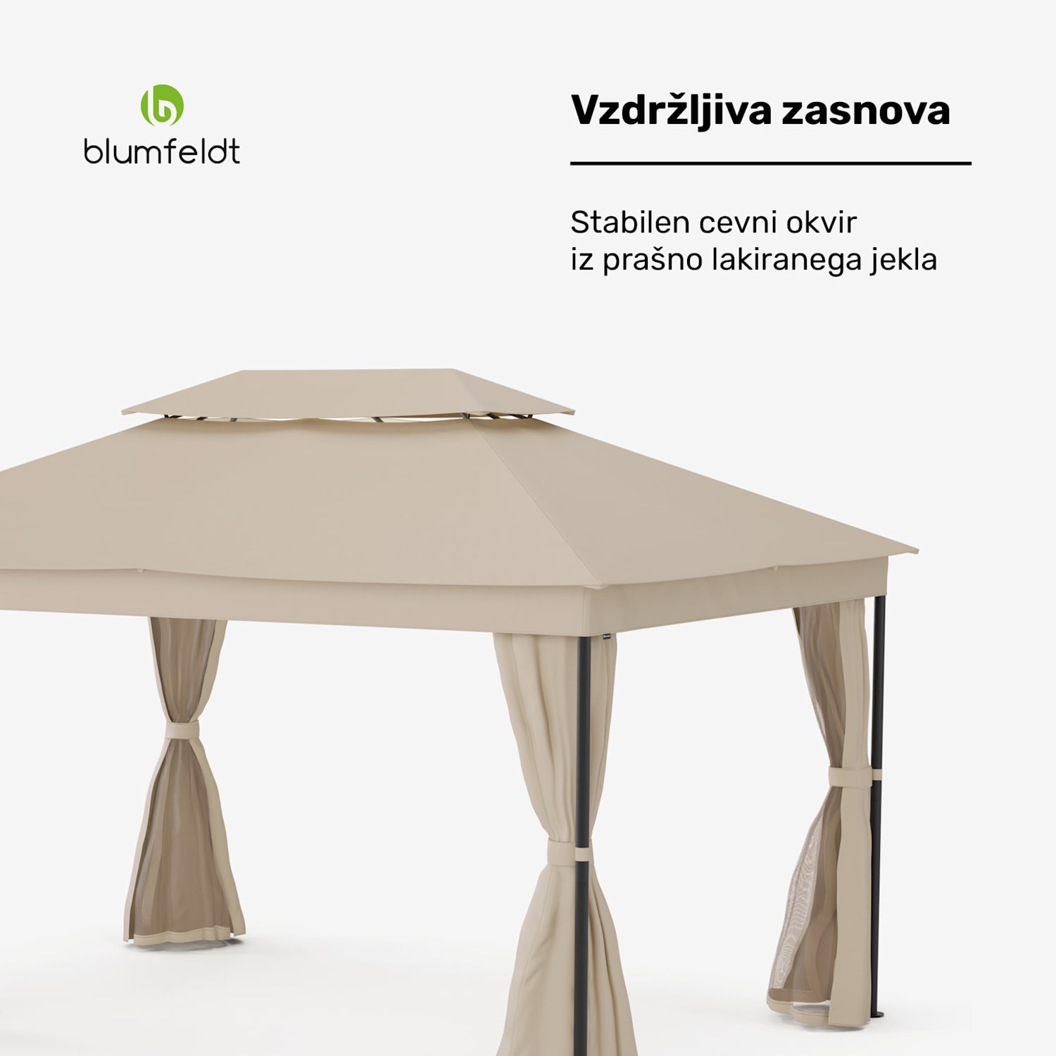 Paviljon Mondo Dual 3x4 z dvojno streho in mrežo proti mrčesu 3 x 4 m | Bež