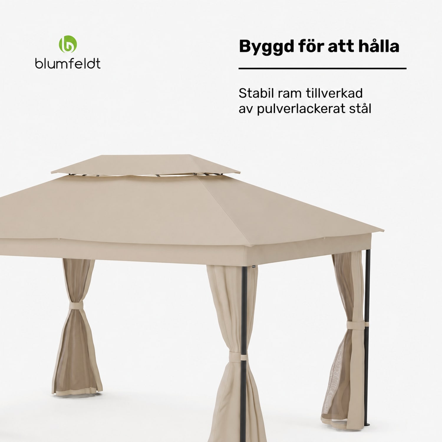Mondo Dual 3x4 paviljong med dubbelt tak och myggnät 3 x 4 m | Beige