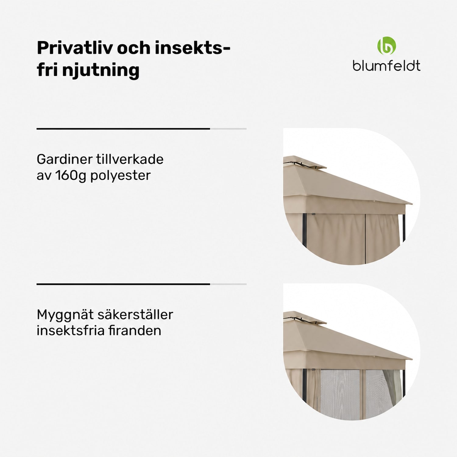 Mondo Dual 3x4 paviljong med dubbelt tak och myggnät 3 x 4 m | Beige