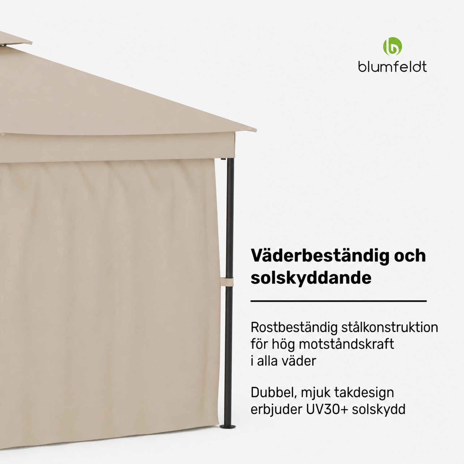 Mondo Dual 3x4 paviljong med dubbelt tak och myggnät 3 x 4 m | Beige