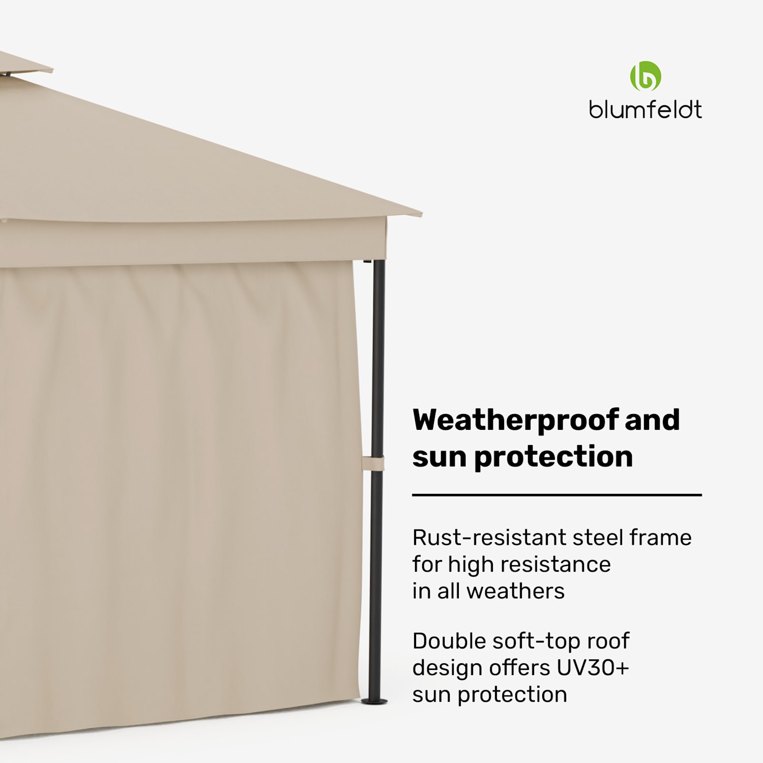 Mondo Dual huvimaja 3x4 kaksinkertaisella katolla ja hyttysverkoilla varustettuna 3 x 4 m | Beige