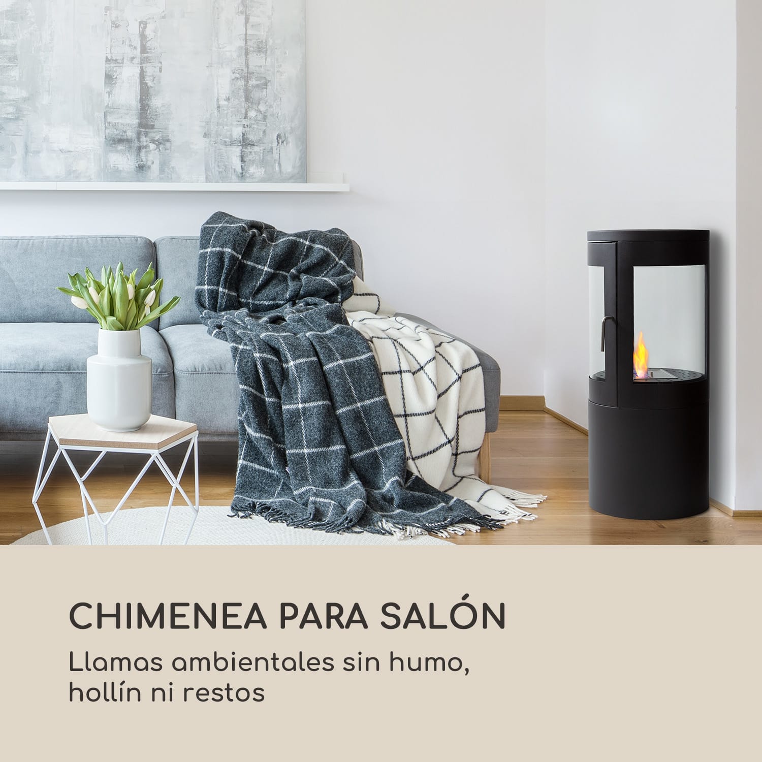 Chimenea de etanol Fiamme Circulo quemador de acero inoxidable 1,2 litros 4-5 horas de combustión Negro