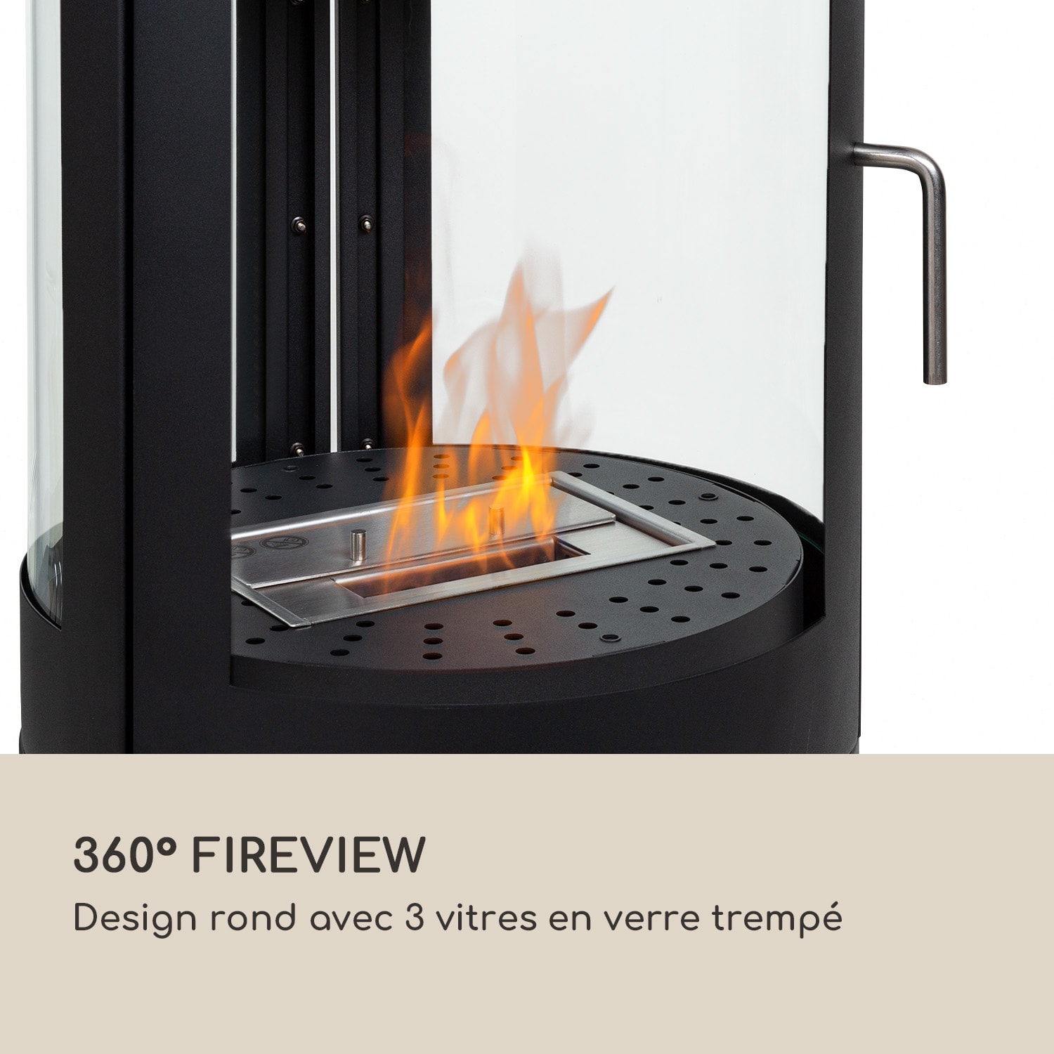 Cheminée à l'éthanol Fiamme Circulo brûleur en acier inoxydable 1,2 litre 4-5 h de combustion Noir