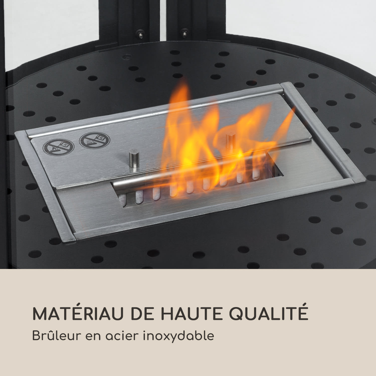 Cheminée à l'éthanol Fiamme Circulo brûleur en acier inoxydable 1,2 litre 4-5 h de combustion Noir