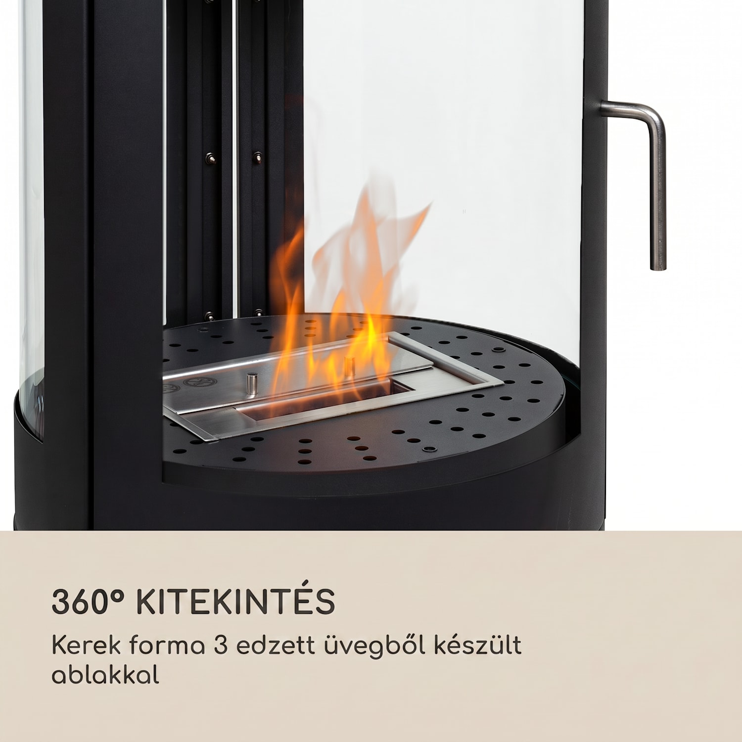 Fiamme Circulo, etanol kandalló, rozsdamentes acél égő, 1,2 l, 4-5 ó égési idő Fekete