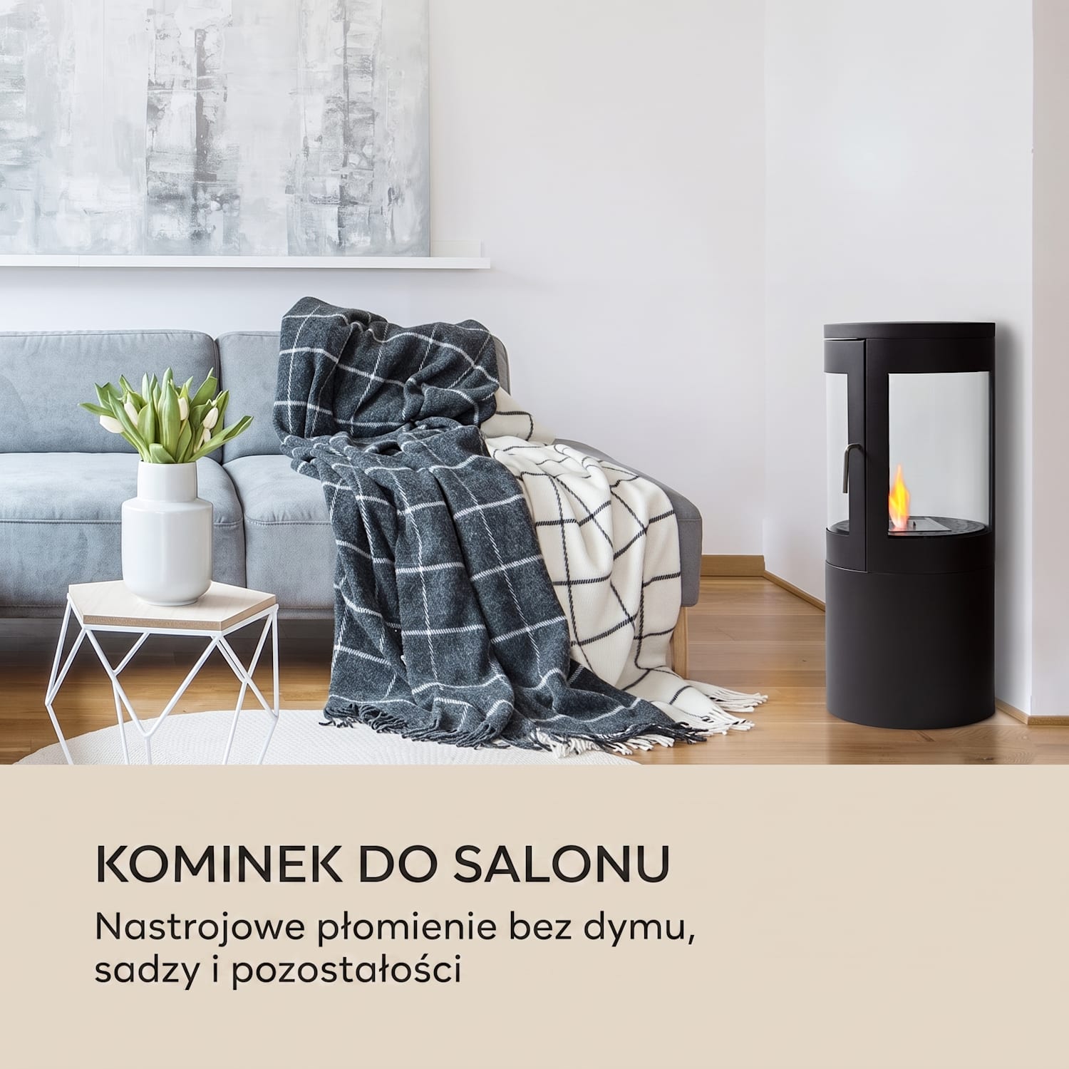 Fiamme Circulo, biokominek na etanol, palnik ze stali nierdzewnej 1,2 l, czas palenia 4-5 godz. Czarny