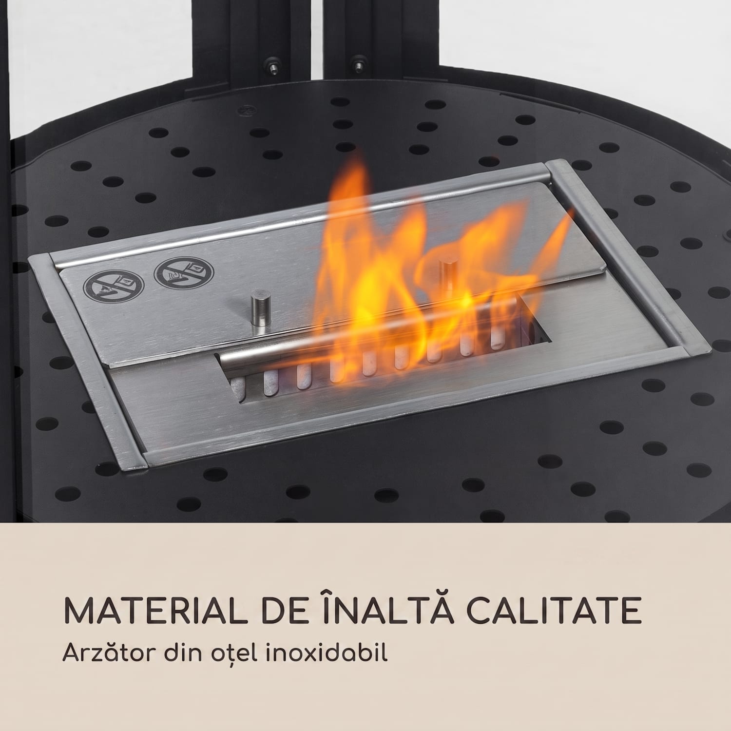 Șemineu bio, Fiamme Circulo, șemineu cu etanol, arzător din oțel inoxidabil, 1,2 litri, 4-5 h de ardere Negru