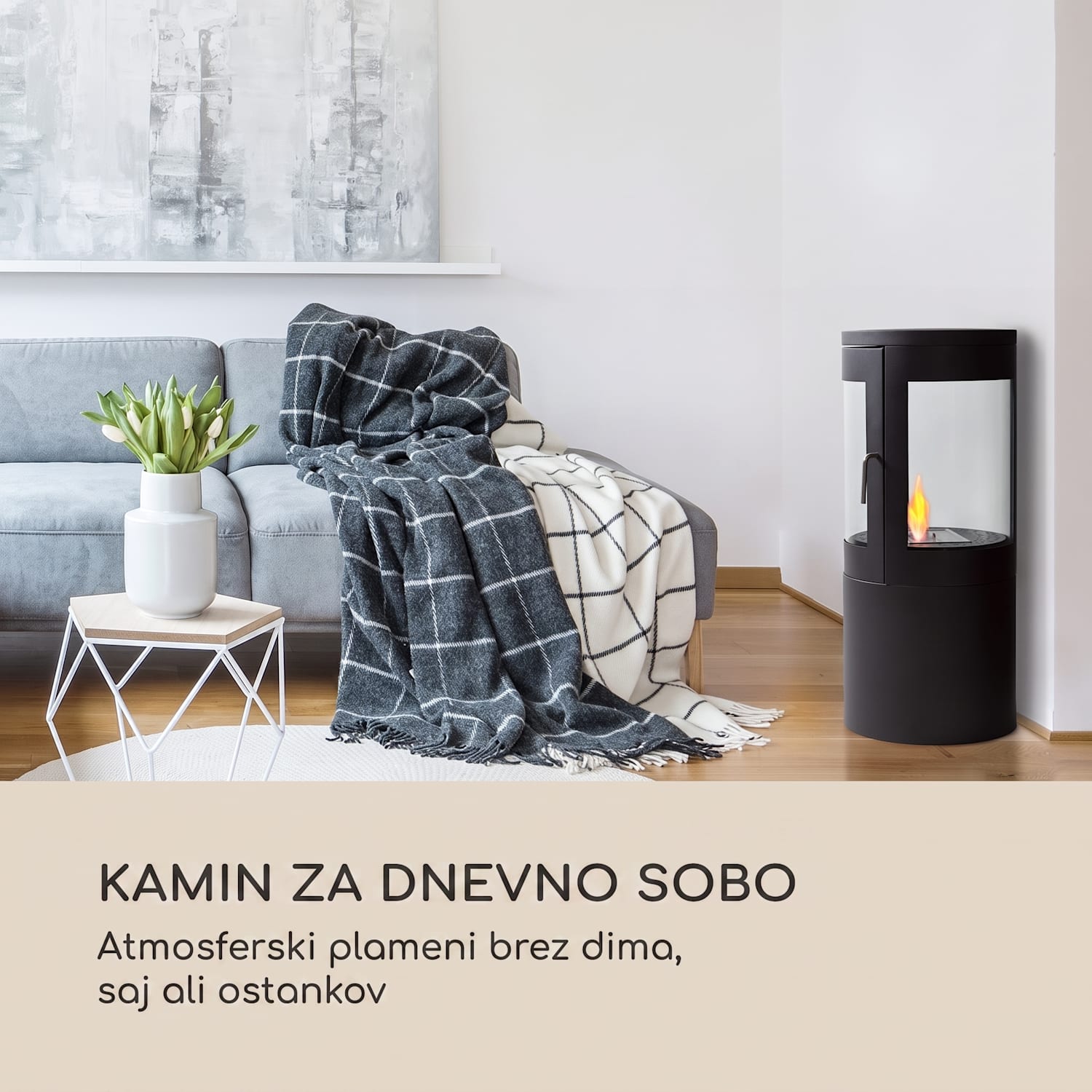 Fiamme Circulo, kamin na etanol, gorilnik iz nerjavečega jekla, 1,2 litra, čas gorenja 4-5 ur. Črna