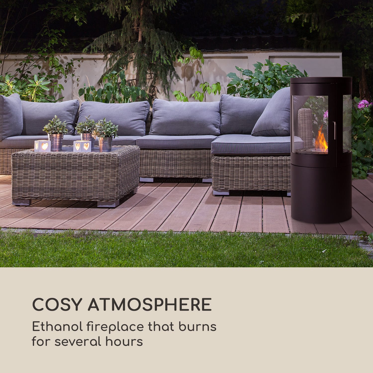 Fiamme Circulo, kamin na etanol, gorilnik iz nerjavečega jekla, 1,2 litra, čas gorenja 4-5 ur. Črna