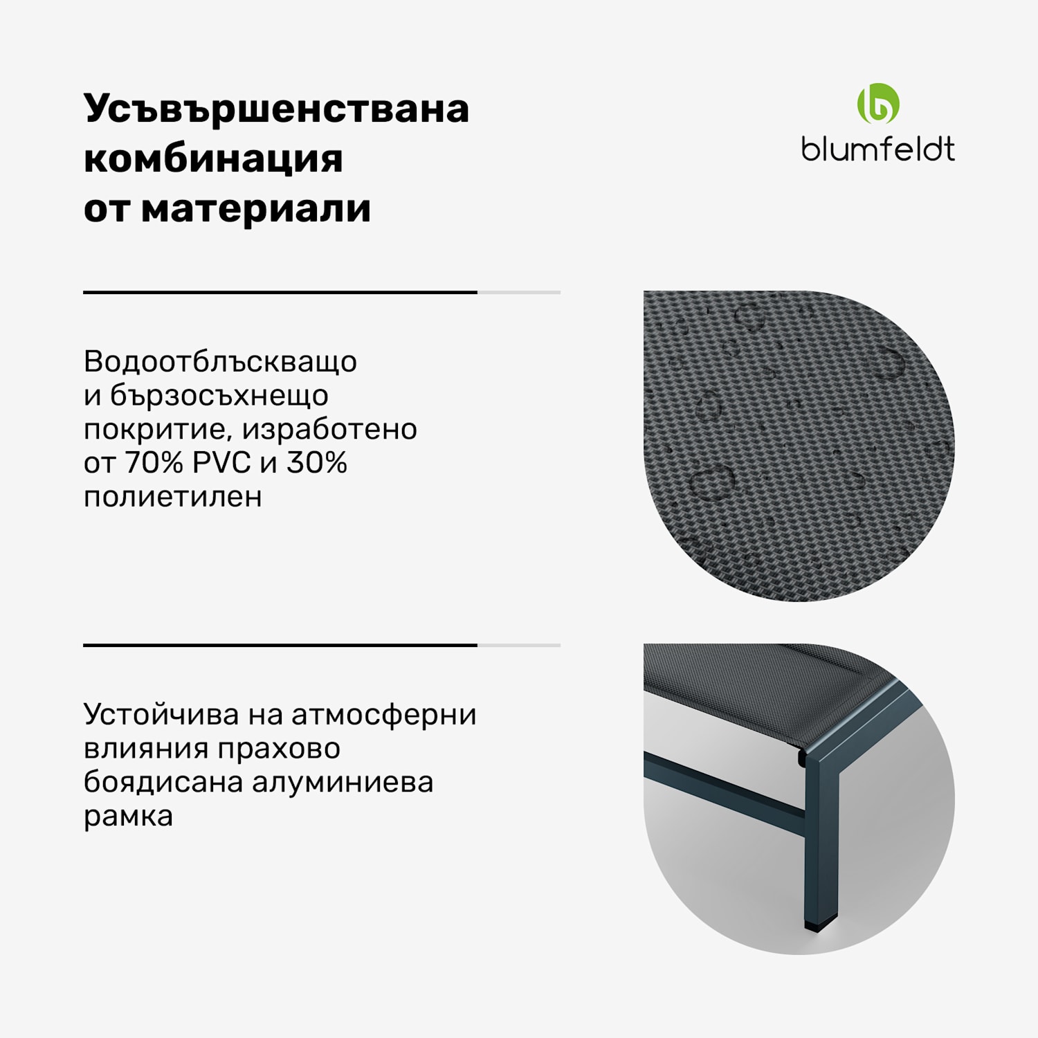 Renazzo Lounge шезлонг, 120 кг товароносимост, 5 нива, водоотблъскващ Антрацит