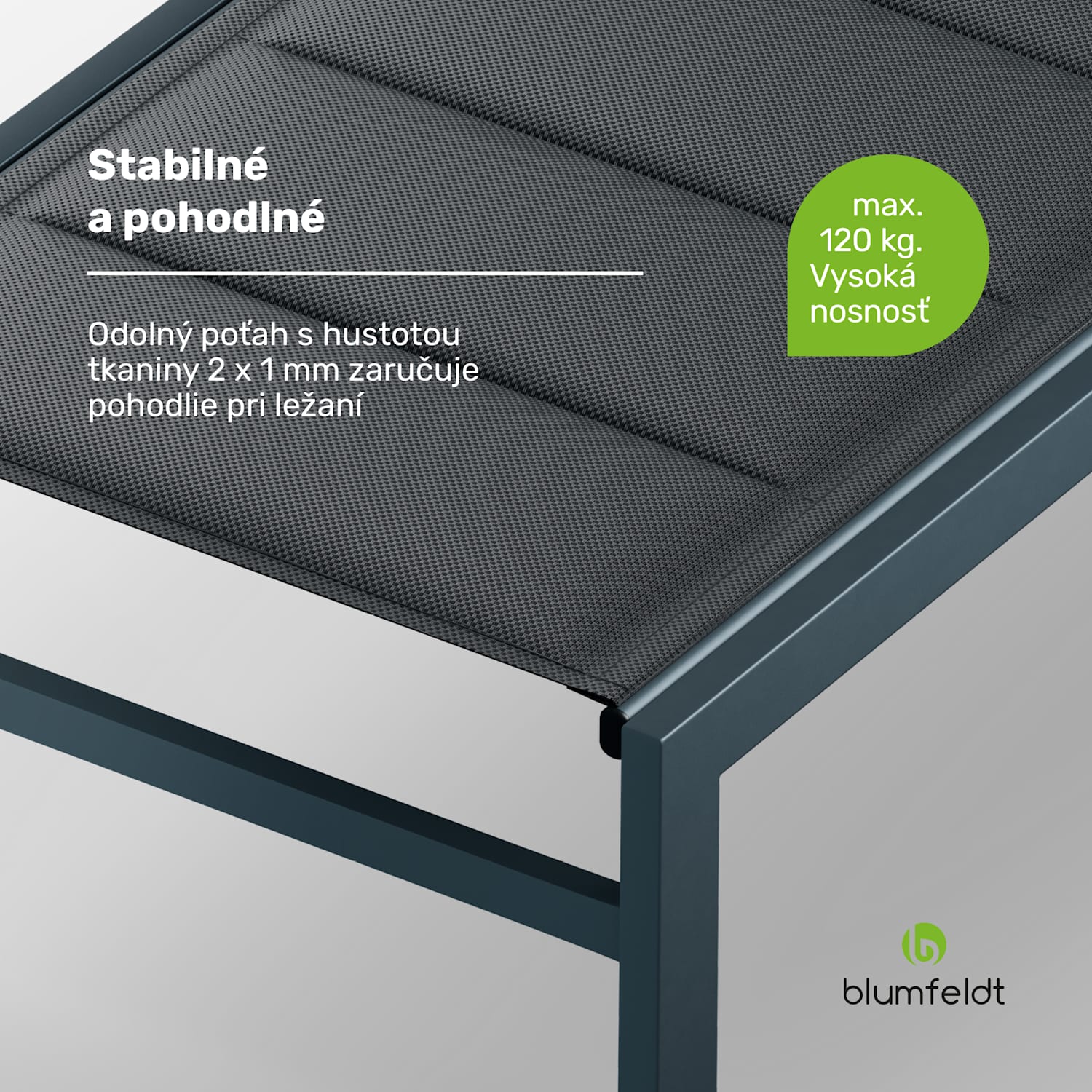 Renazzo Lounge ležadlo, nosnosť 120 kg, 5-stupňové, vodoodpudivé Antracit