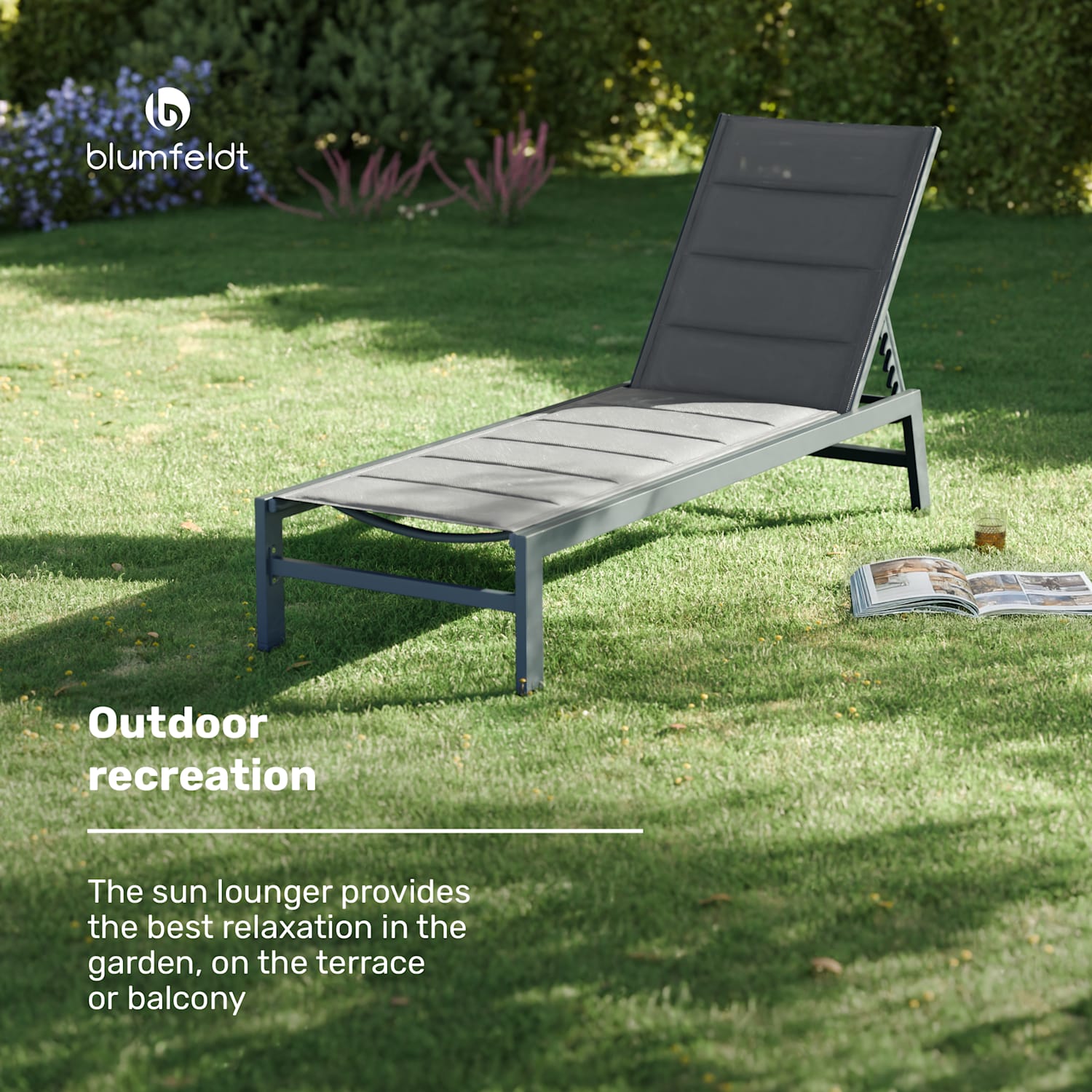  Renazzo Lounge sun lounger | 120 kg load capacity | 5 levels | water-repellent Anthracite