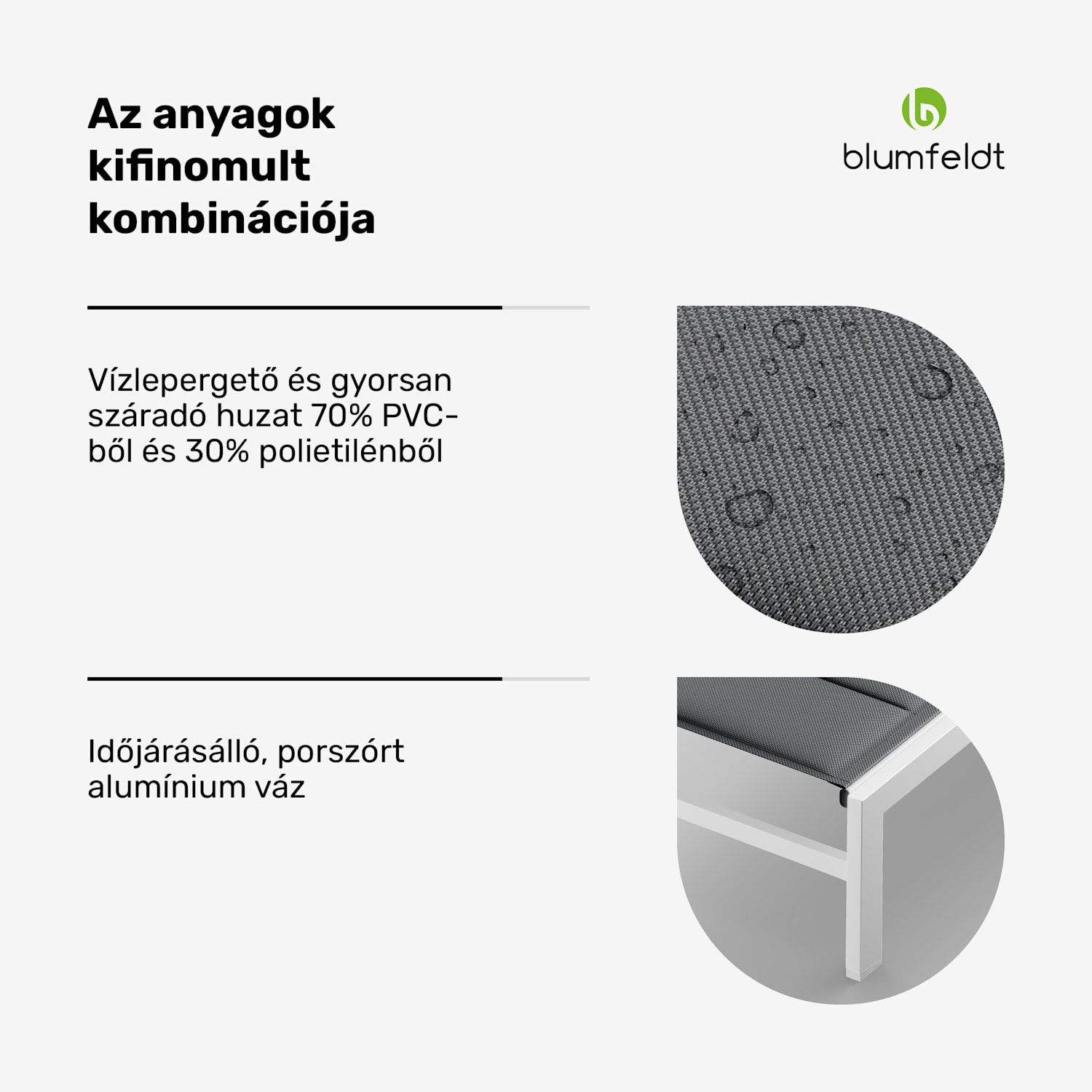 Renazzo Lounge napozóágy, 120 kg teherbírás, 5 fokozat, vízlepergető Fehér