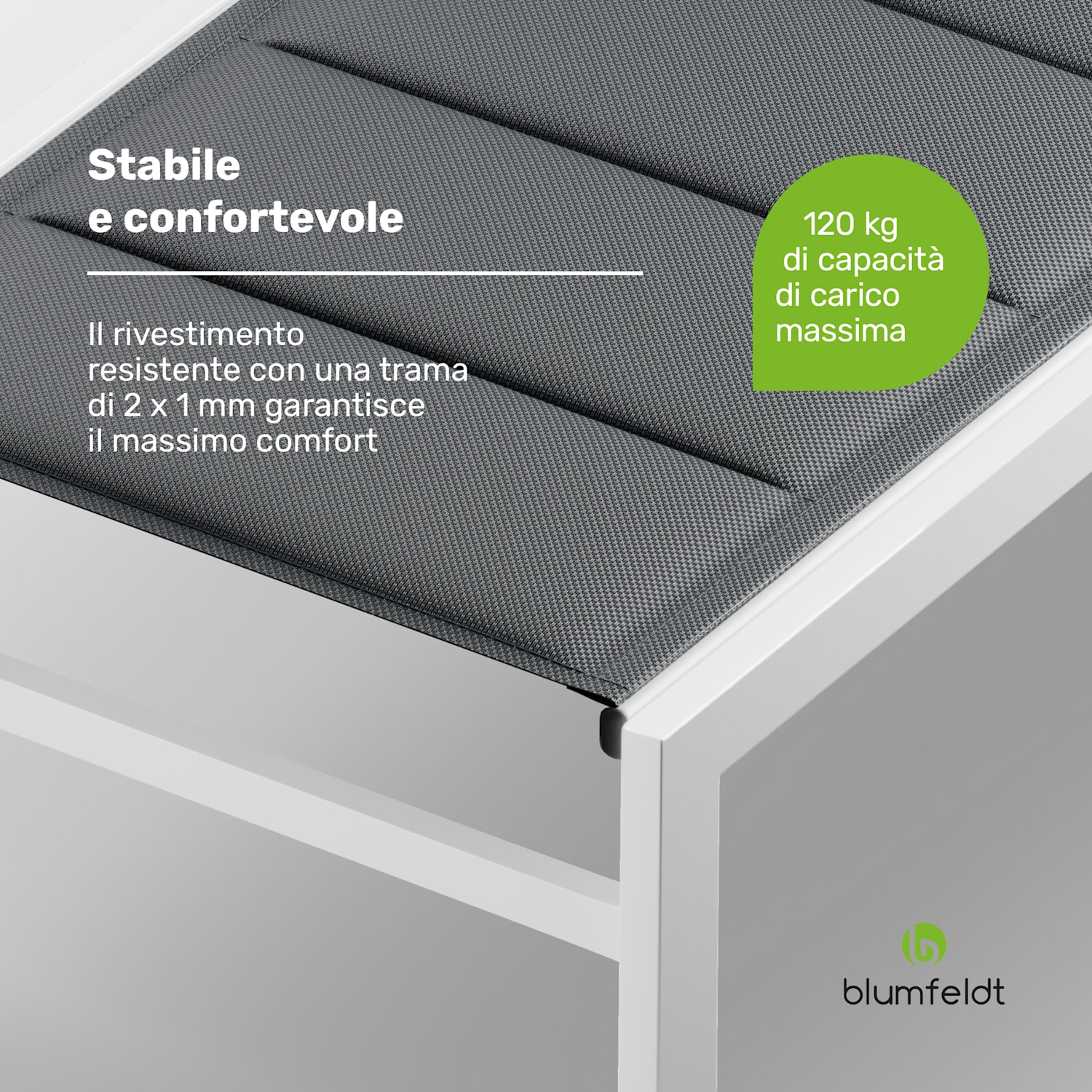  Renazzo Lounge - Sdraio | 120 kg di capacità di carico | 5 livelli | Resistente all'acqua Bianco