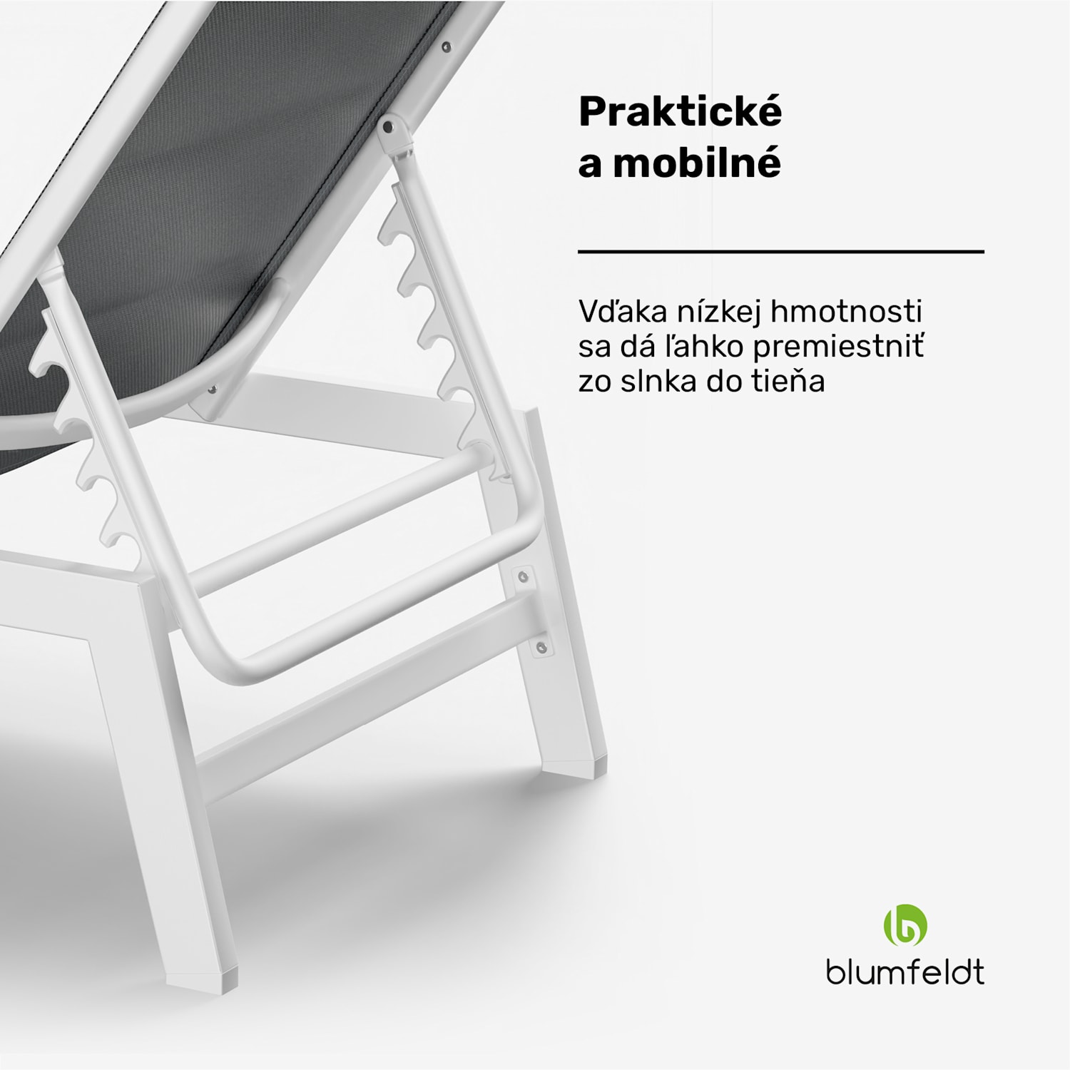 Renazzo Lounge ležadlo, nosnosť 120 kg, 5-stupňové, vodoodpudivé Biela