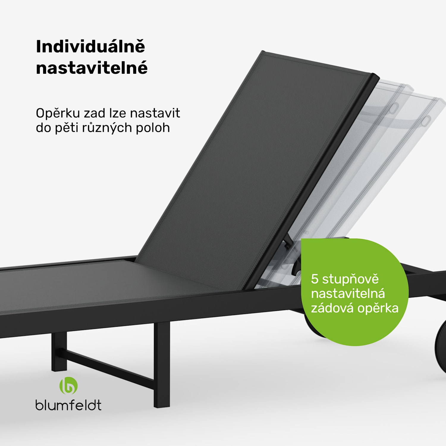 Lucca Lounge lehátko, nosnost 120 kg, 5 stupňů, odpuzování vody Tmavě šedá