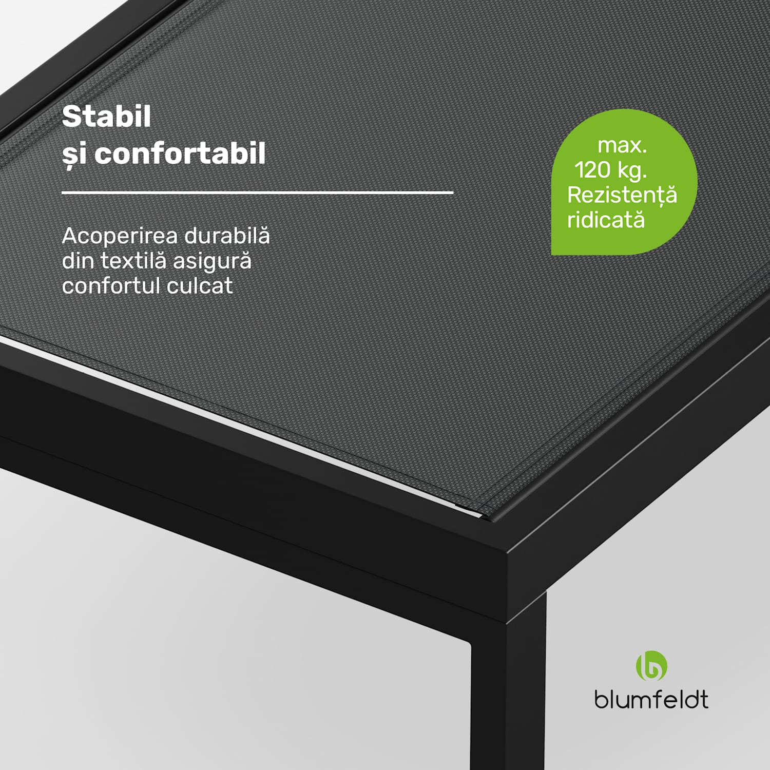 Lucca Lounge Lounger, capacitate de încărcare 120 kg, 5 trepte, hidrofug Gri închis