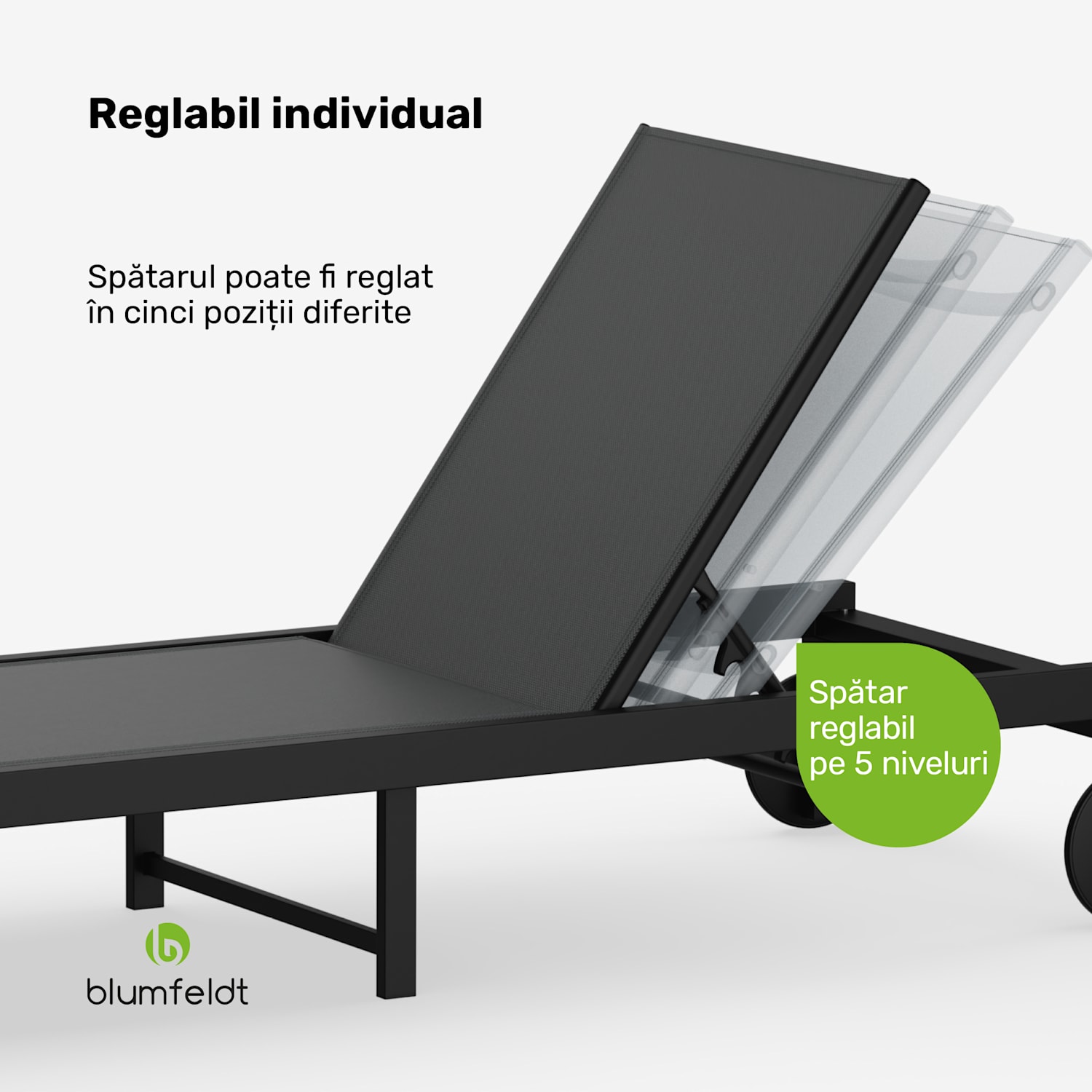 Lucca Lounge Lounger, capacitate de încărcare 120 kg, 5 trepte, hidrofug Gri închis