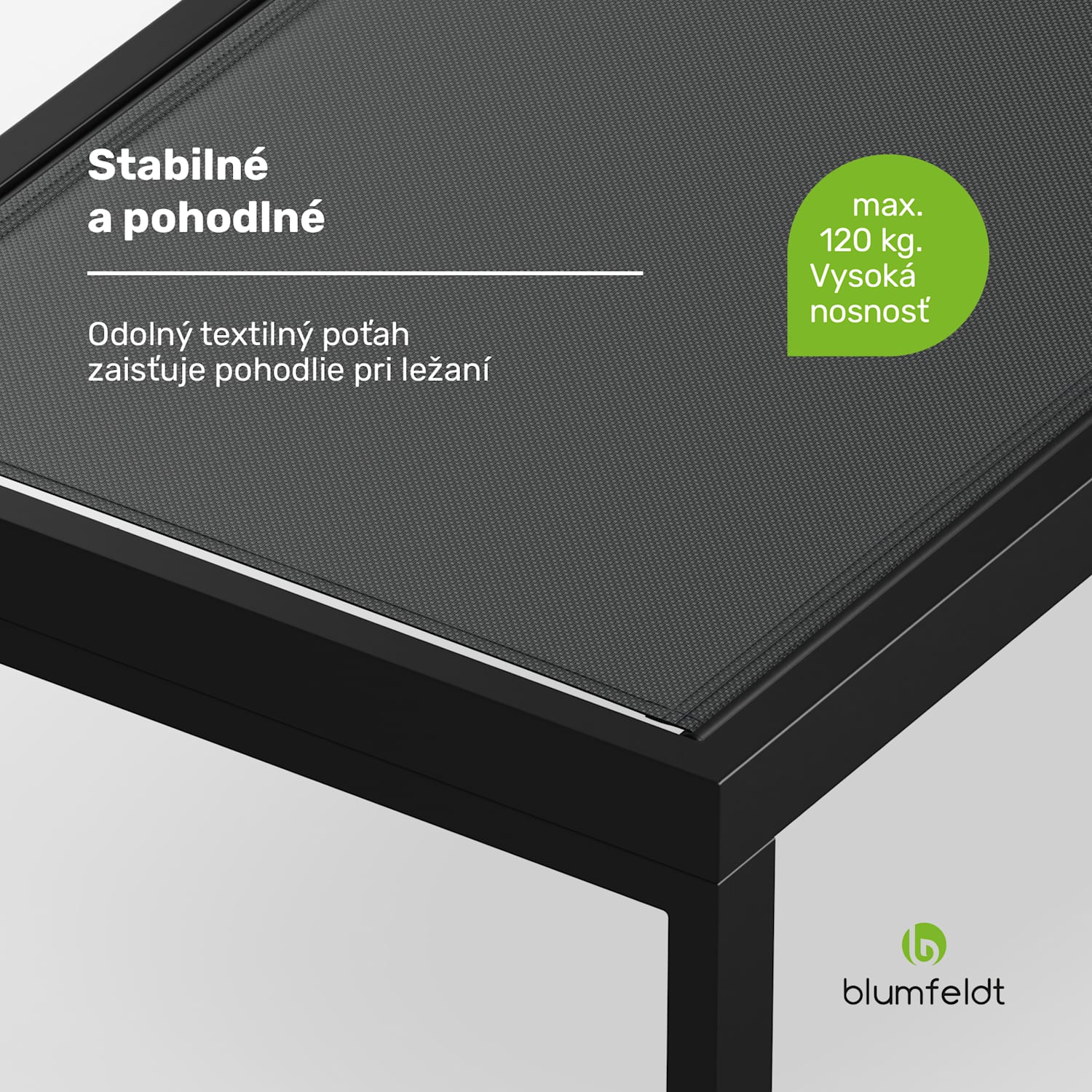 Lucca Lounge ležadlo, nosnosť 120 kg, 5-stupňové, vodoodpudivé Tmavo šedá