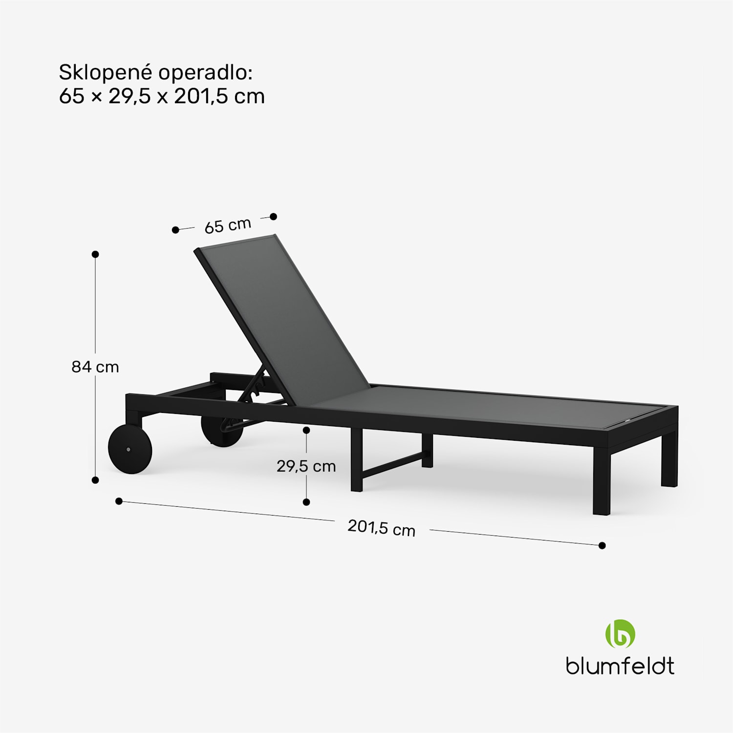 Lucca Lounge ležadlo, nosnosť 120 kg, 5-stupňové, vodoodpudivé Tmavo šedá