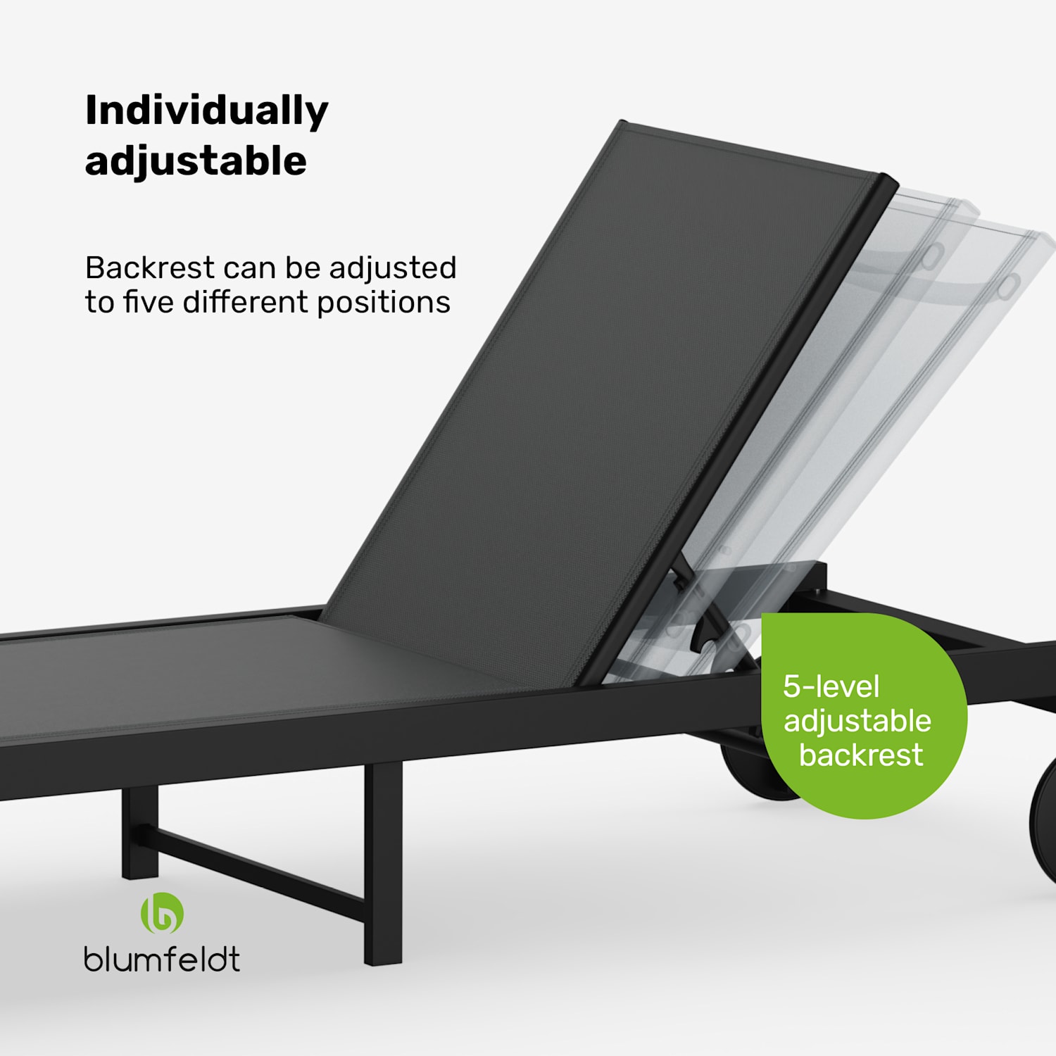  Lucca Lounge deck chair | 120 kg load capacity | 5-level | water-repellent Dark Gray