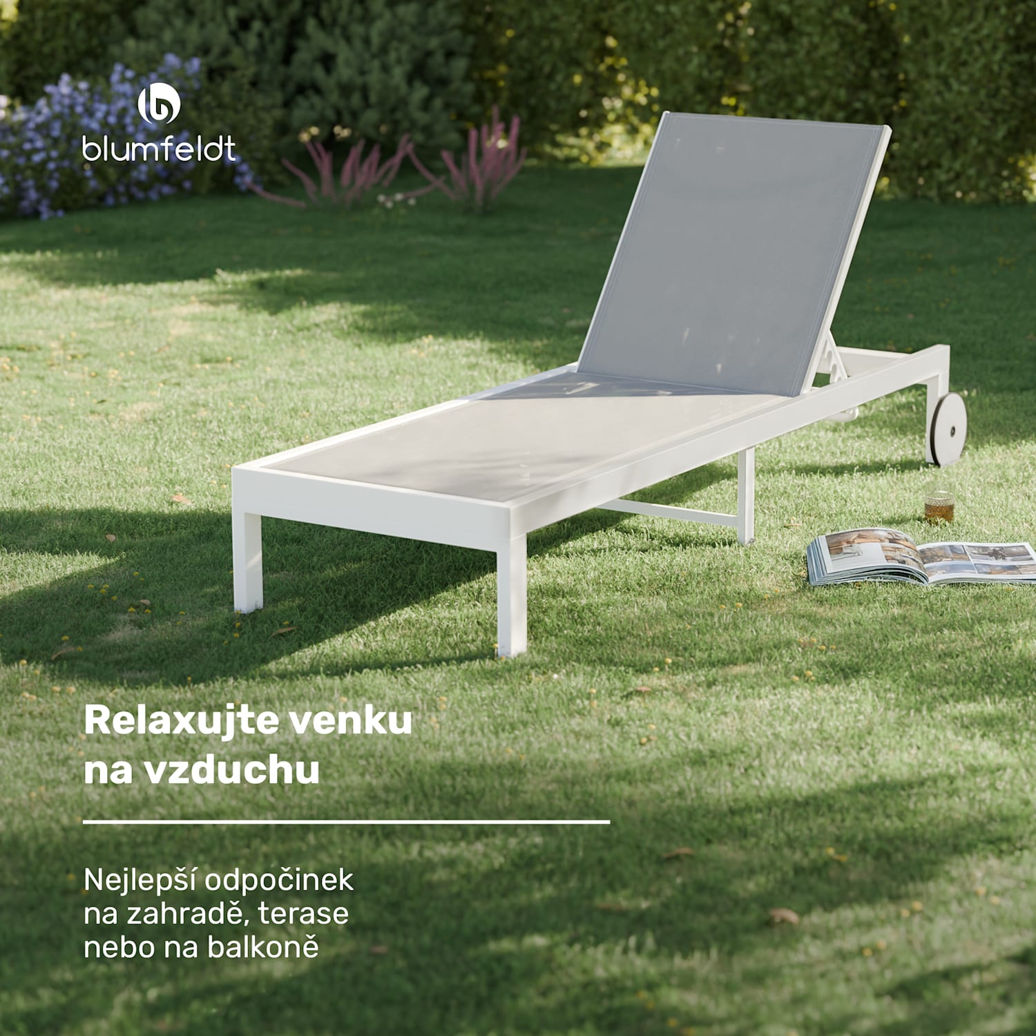 Lucca Lounge lehátko, 120 kg nosnost, 5 stupňů, vodoodpudivé Šedá