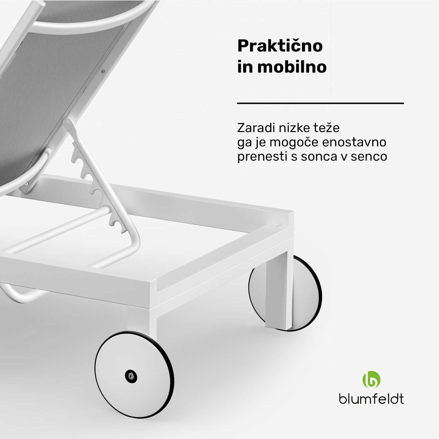 Lucca Lounge ležalnik, 120 kg nosilnost, 5-stopenjski, vodoodporen Siva
