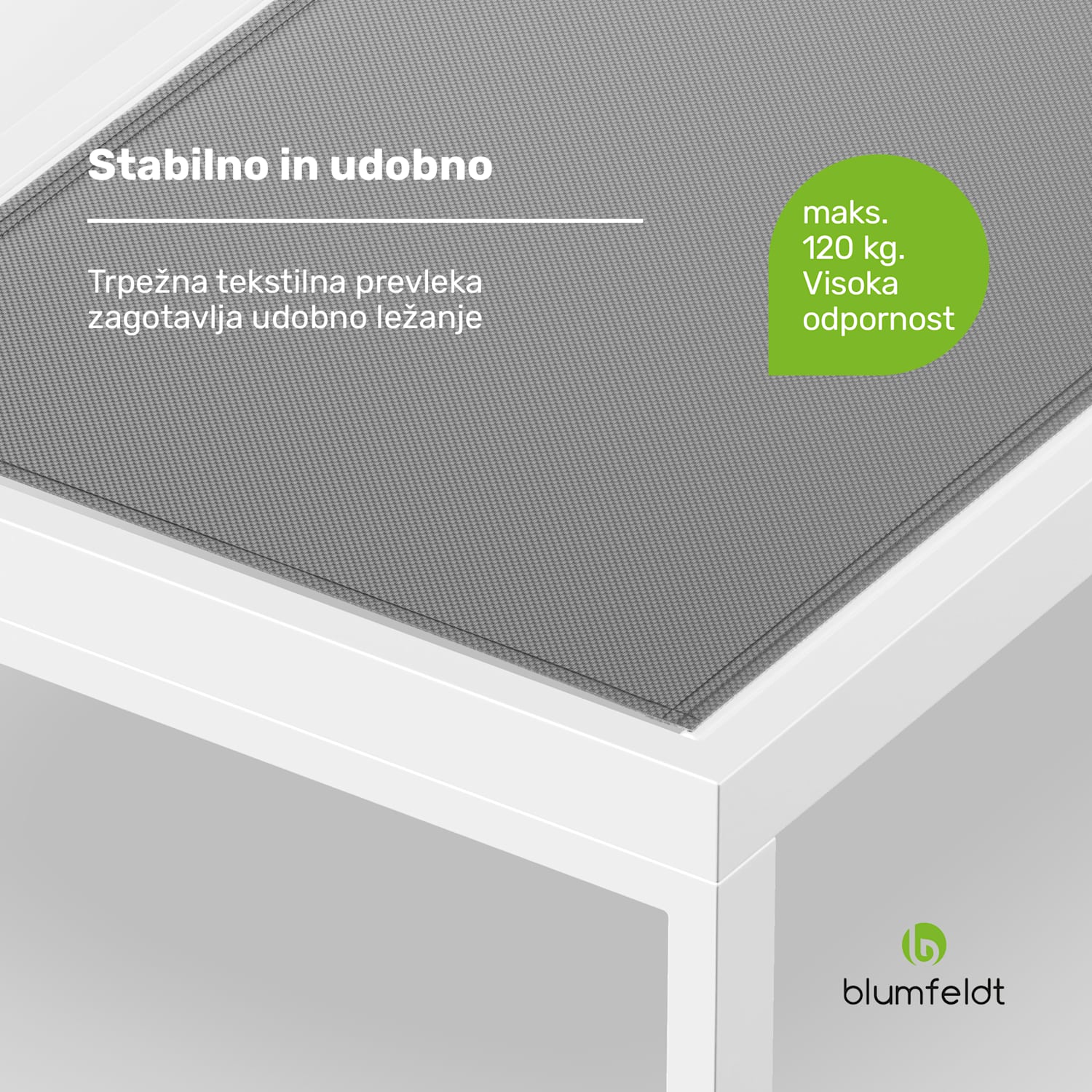 Lucca Lounge ležalnik, 120 kg nosilnost, 5-stopenjski, vodoodporen Siva