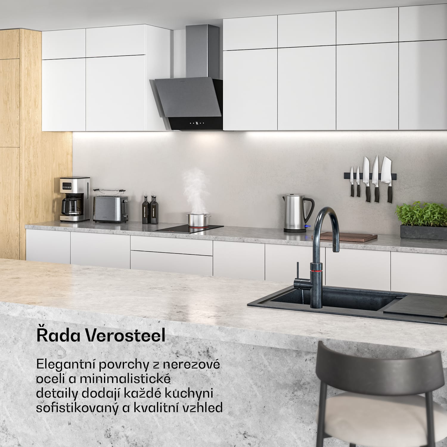 Verosteel sklokeramická varná deska, Minimalistická, výkonná, 2 varné zóny, 3000 W, 30 cm 30 cm