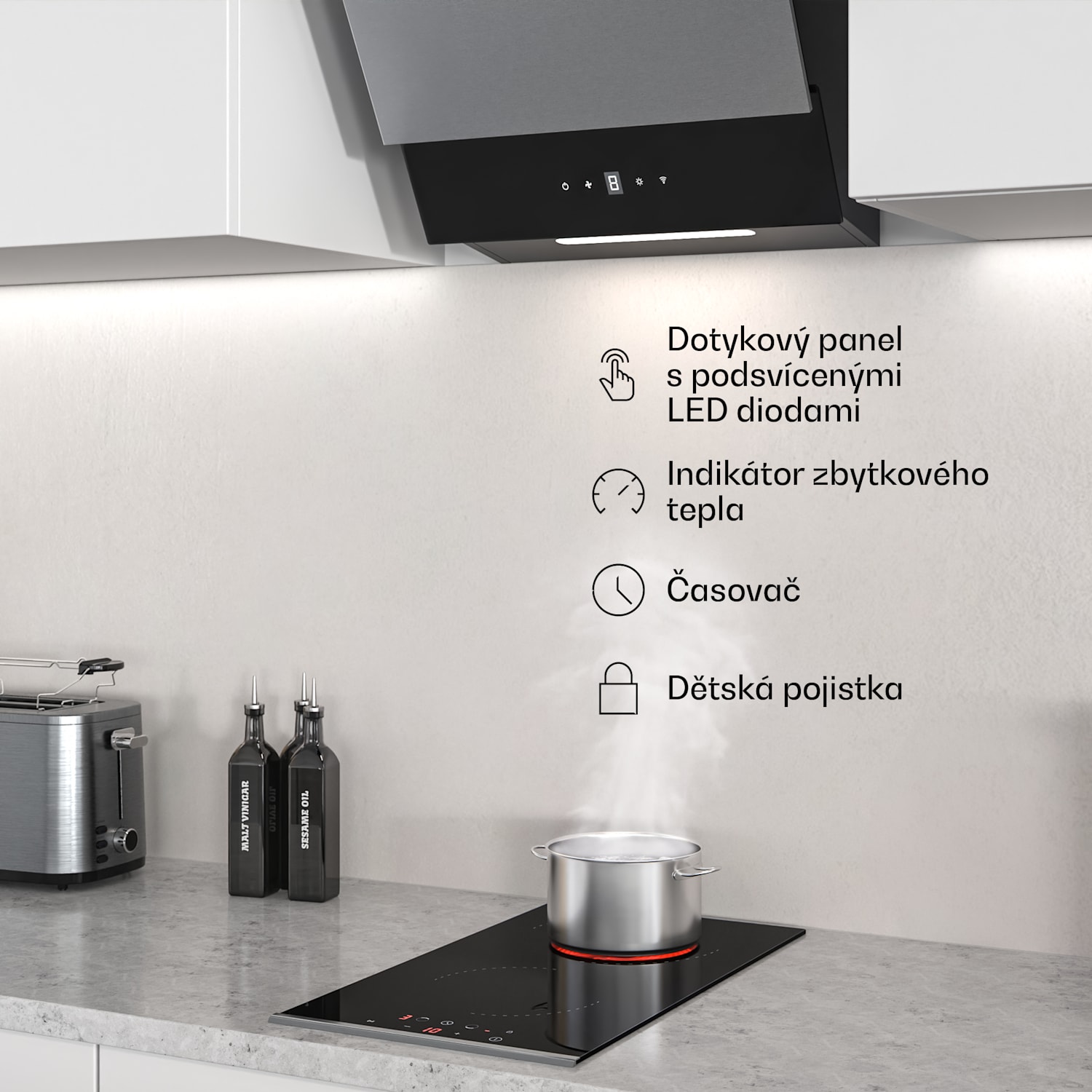 Verosteel sklokeramická varná deska, Minimalistická, výkonná, 2 varné zóny, 3000 W, 30 cm 30 cm