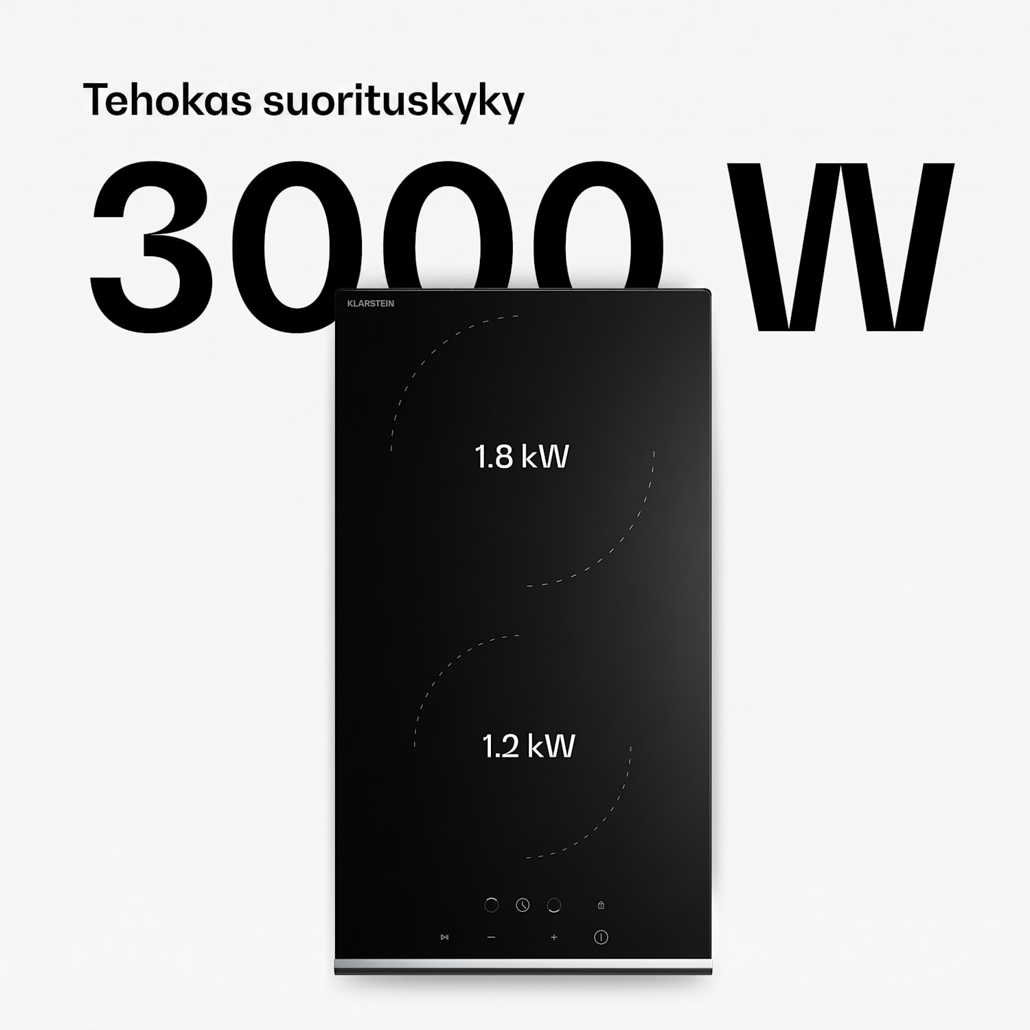 Verosteel lasikeramiikkaliesi | Minimalistinen, tehokas | 2 keittoaluetta | 3000 W | 30 cm 30 cm