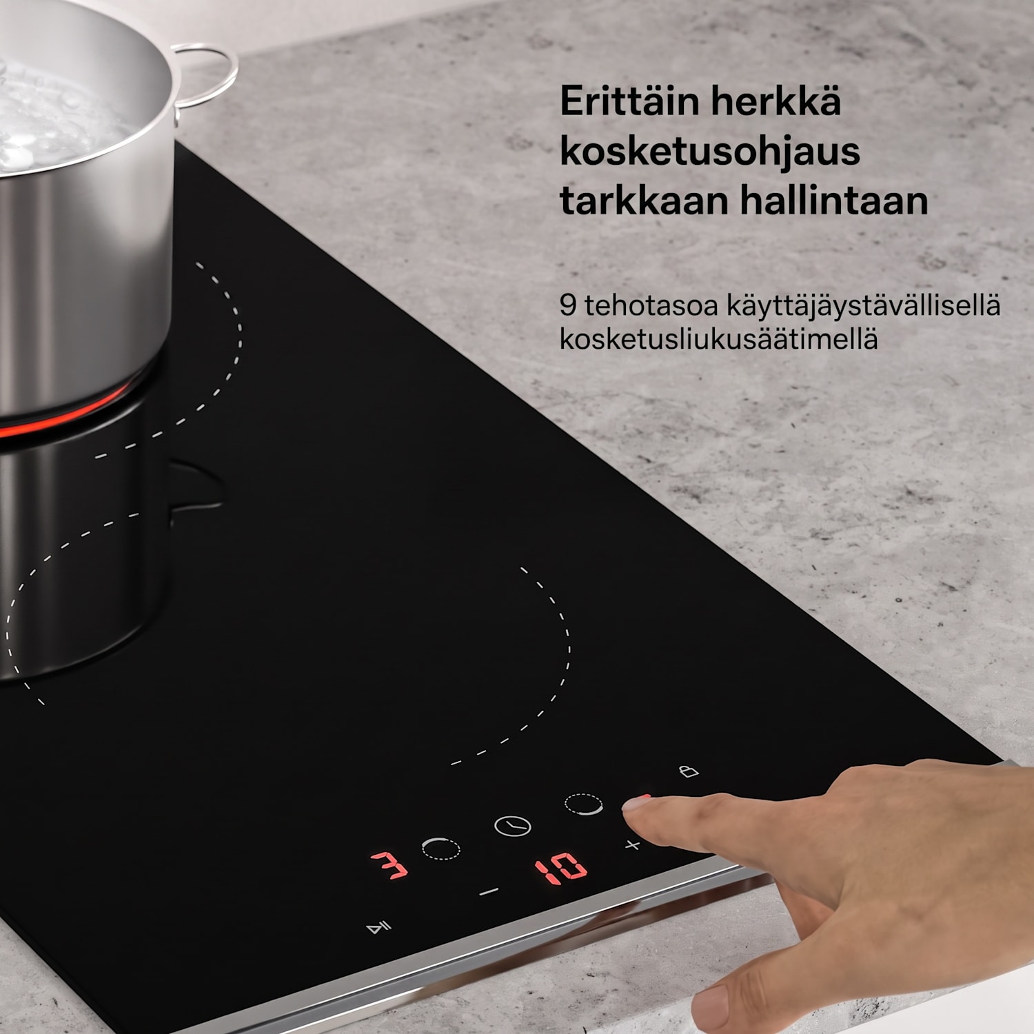Verosteel lasikeramiikkaliesi | Minimalistinen, tehokas | 2 keittoaluetta | 3000 W | 30 cm 30 cm