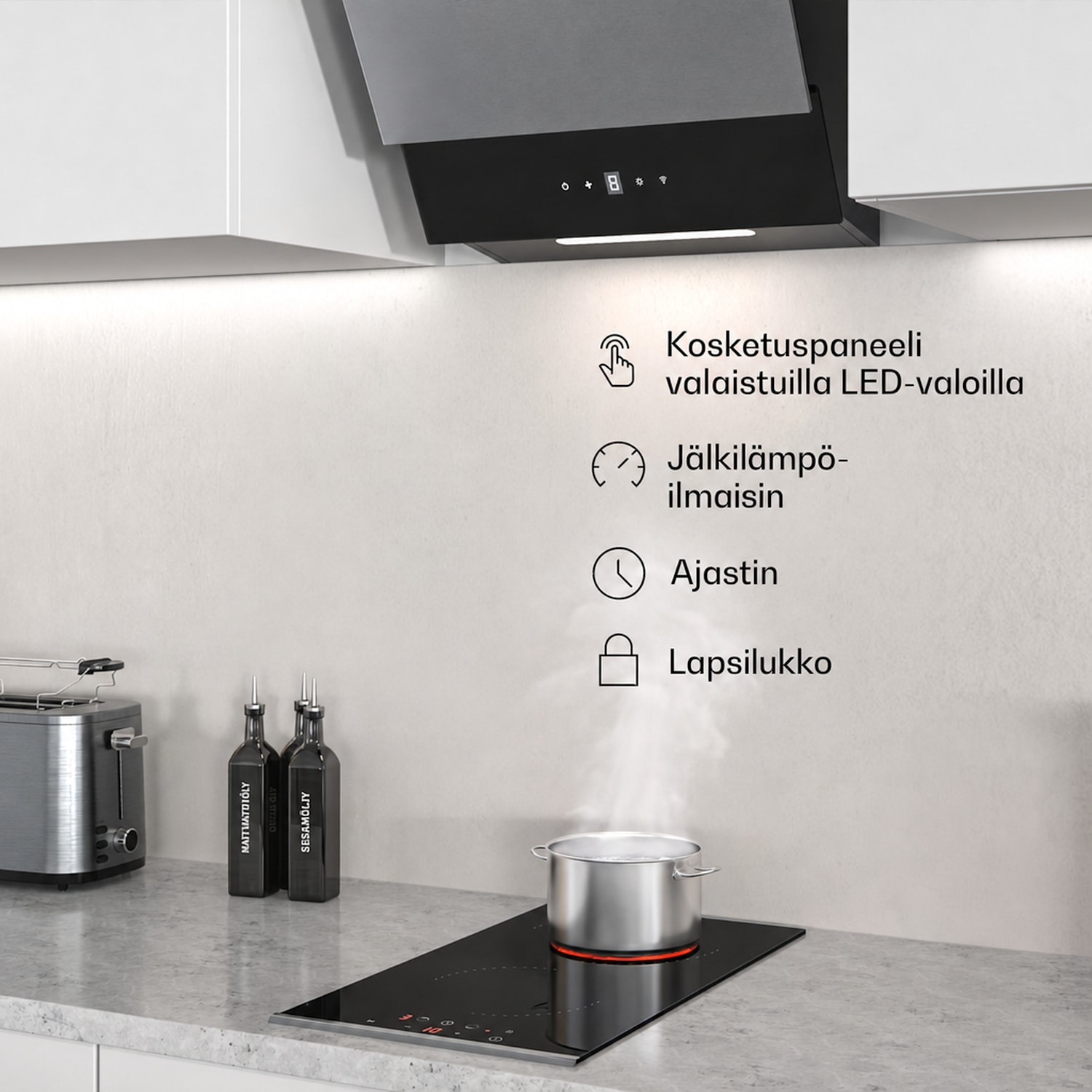 Verosteel lasikeramiikkaliesi | Minimalistinen, tehokas | 2 keittoaluetta | 3000 W | 30 cm 30 cm